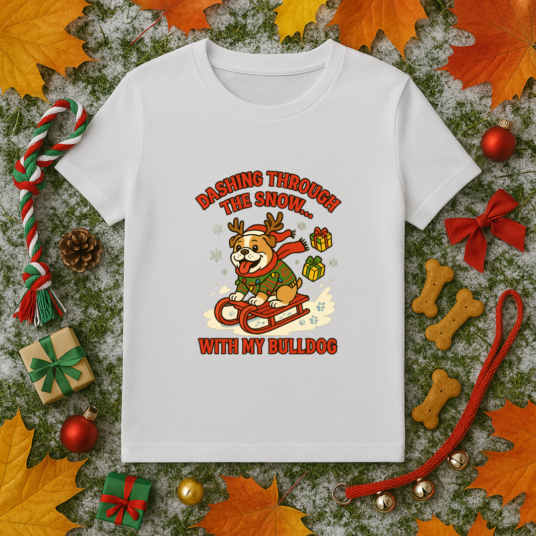 Dashing Through the Snow With My Bulldog