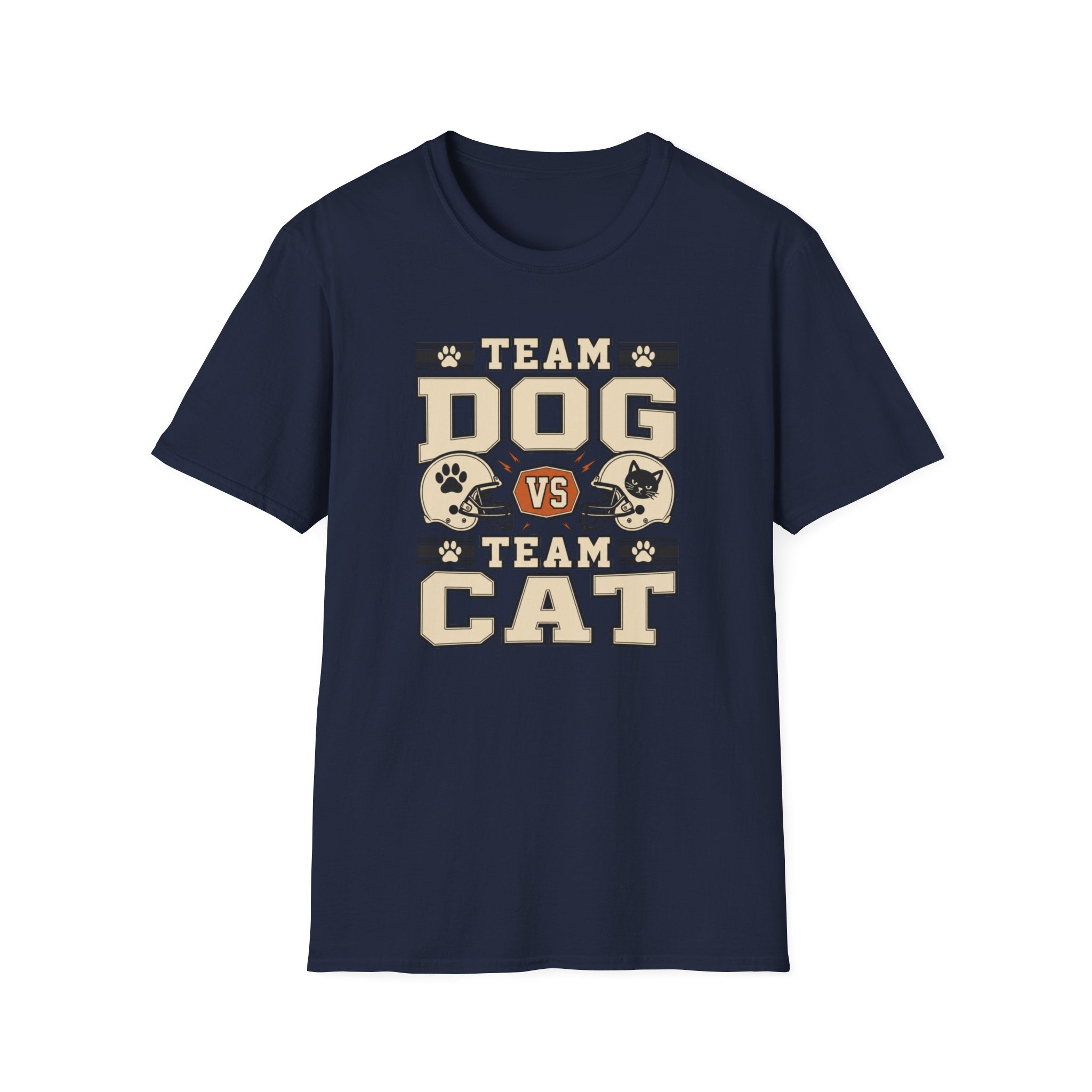 Team Dog vs Team Cat Football T-Shirt — Pet Lover Rivalry Tee