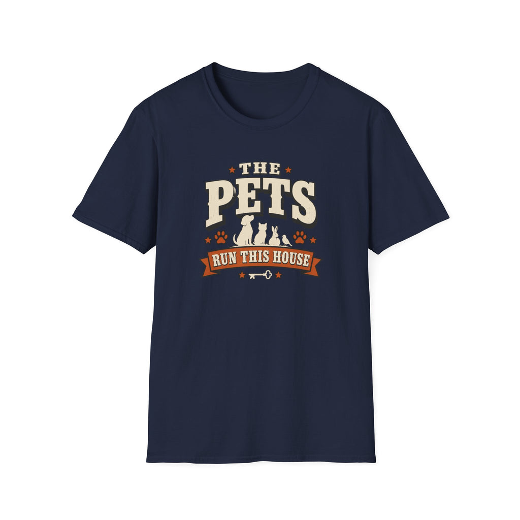 Pet Lover T‑Shirt — "The Pets Run This House" Retro Graphic