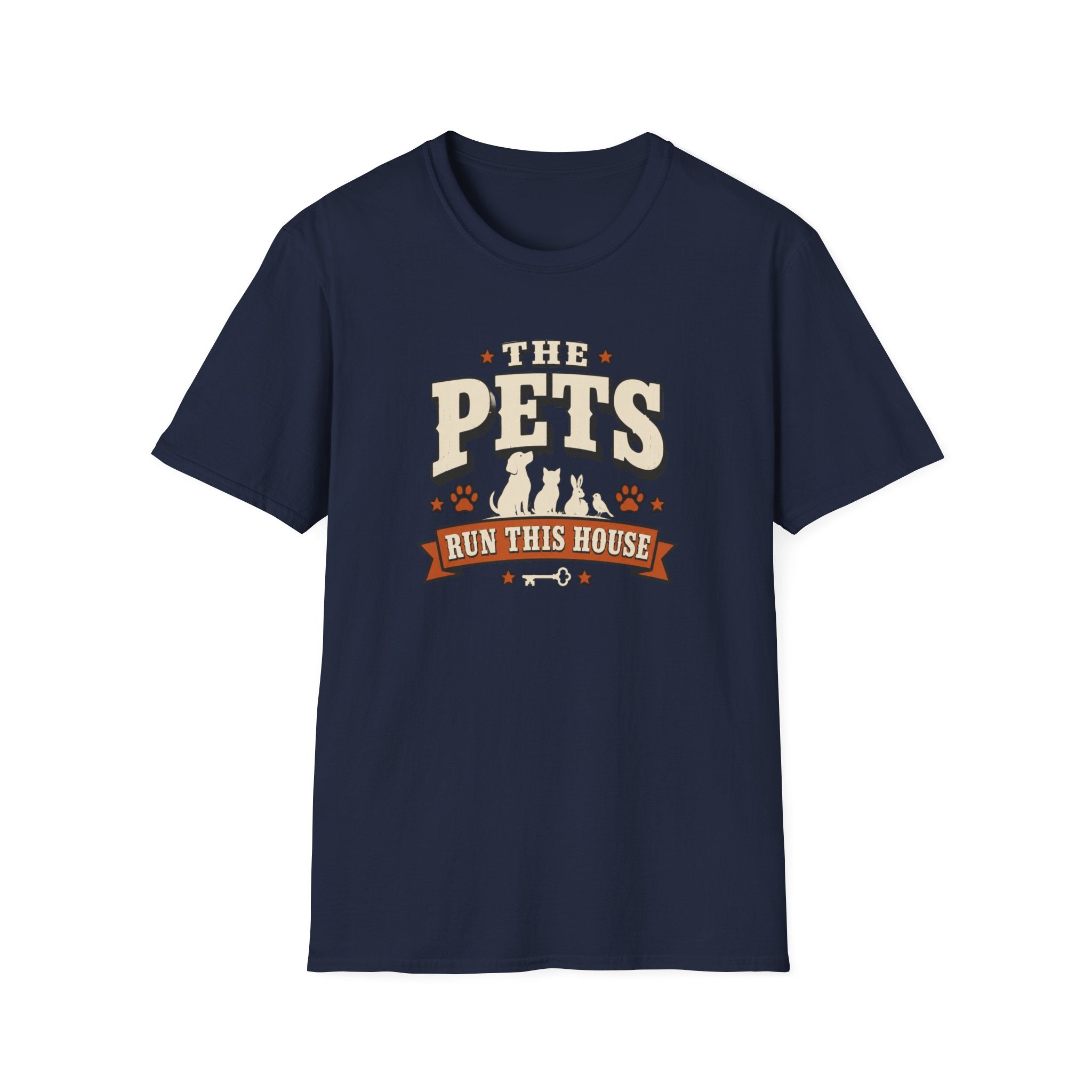Pet Lover T‑Shirt — "The Pets Run This House" Retro Graphic