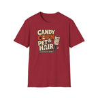 Candy Corn & Pet Hair T-Shirt — Funny Halloween Cat & Dog Lover Tee