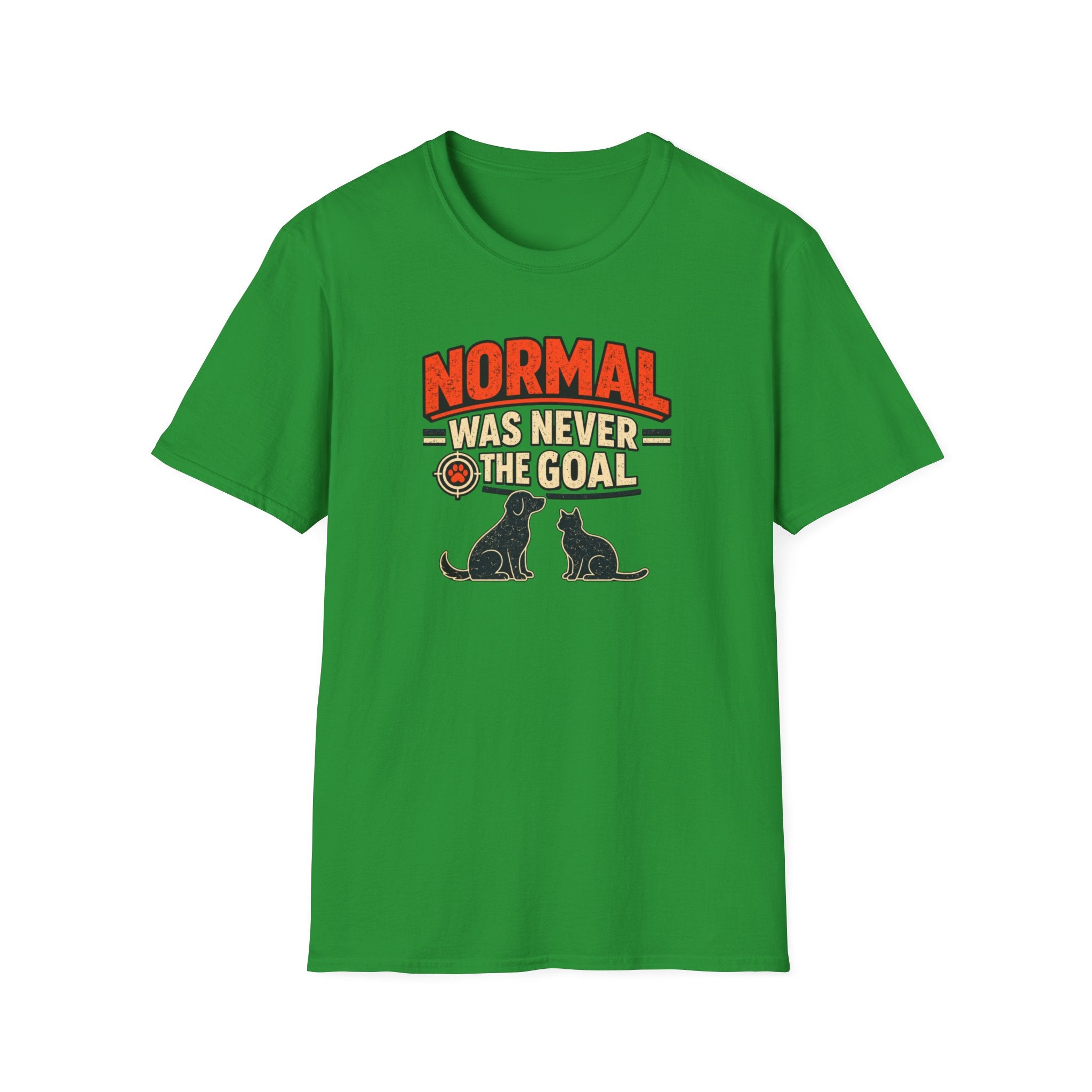 Normal Was Never The Goal T-Shirt — Funny Cat & Dog Retro Statement Tee