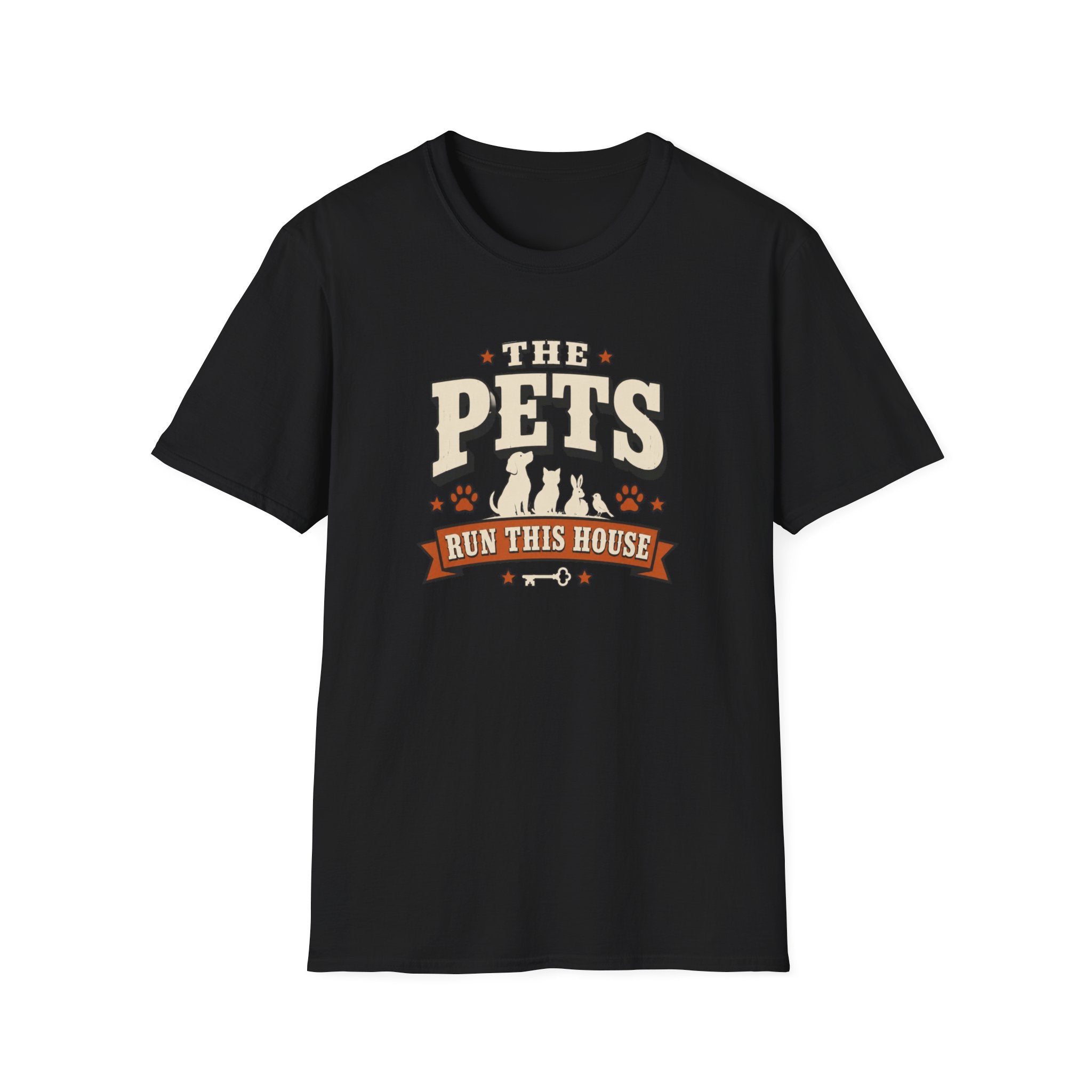 Pet Lover T‑Shirt — "The Pets Run This House" Retro Graphic