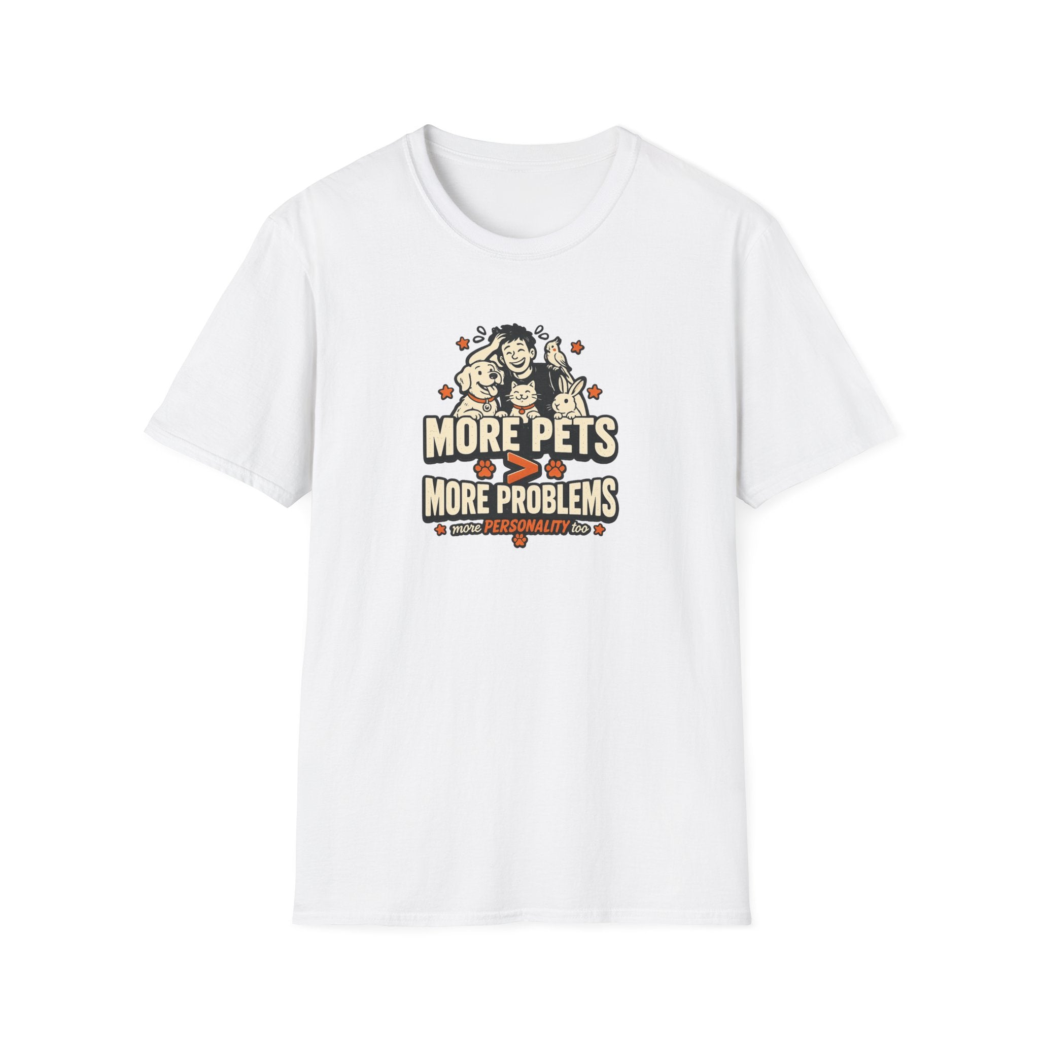 "More Pets > More Problems" Cute Retro Pet Lover Tee