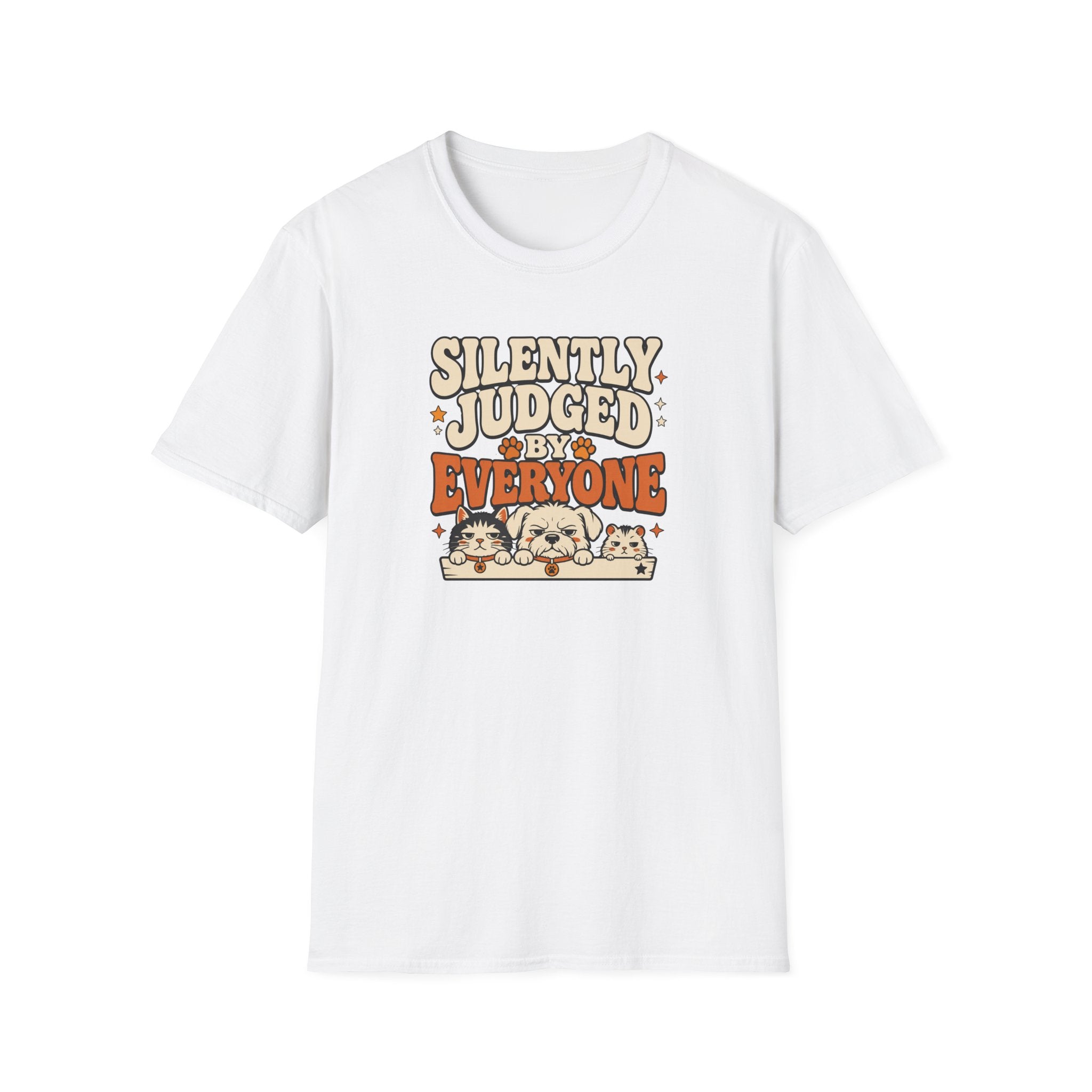 "Silently Judged by Everyone" Retro Graphic Tee (Cute Pets)