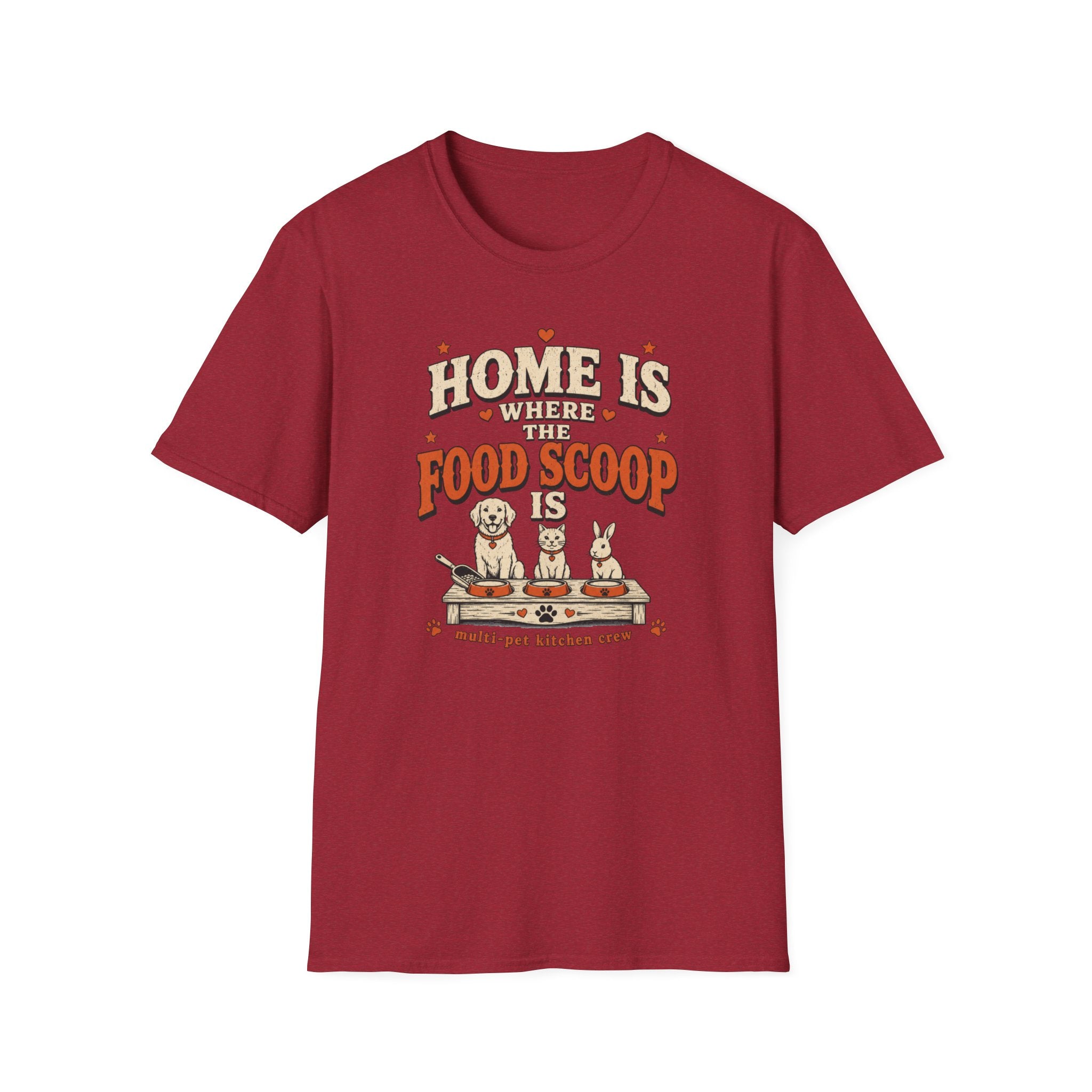 "Home Is Where the Food Scoop Is" Vintage Pet Lover Tee