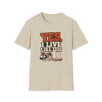 “Yes, I Live Like This” Funny Cozy Homebody Tee (Pets & Snacks Design)