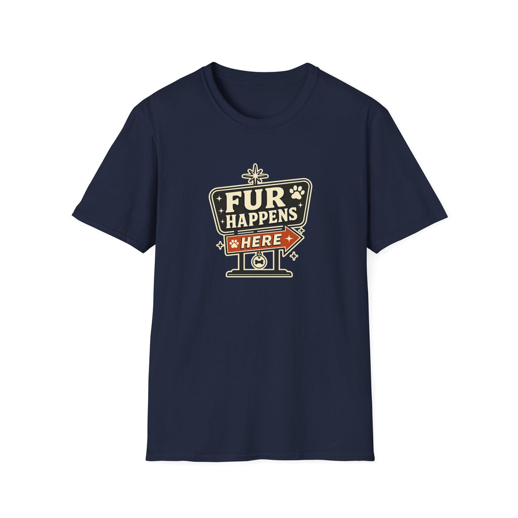 "Fur Happens Here" Retro Pet Lover Tee