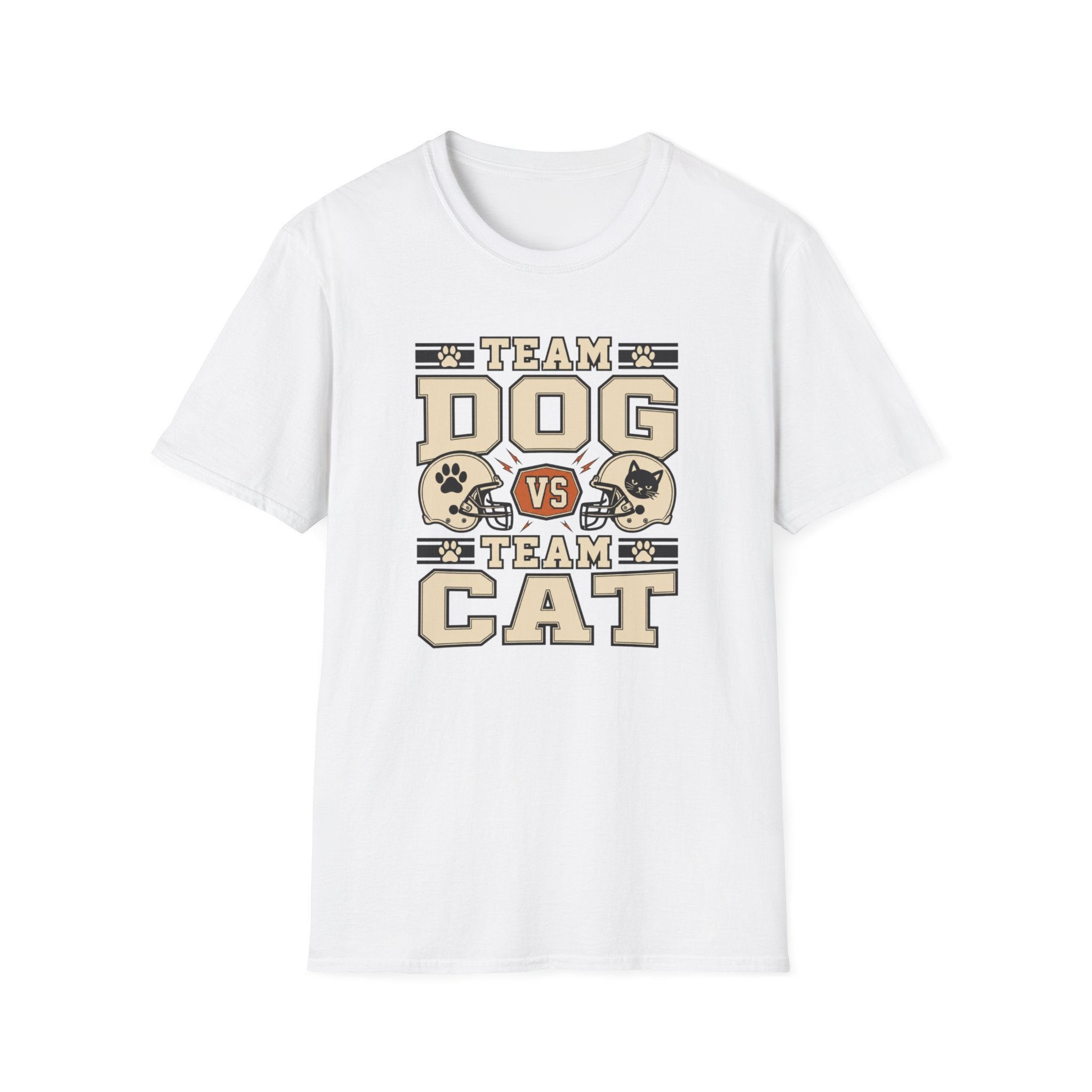 Team Dog vs Team Cat Football T-Shirt — Pet Lover Rivalry Tee