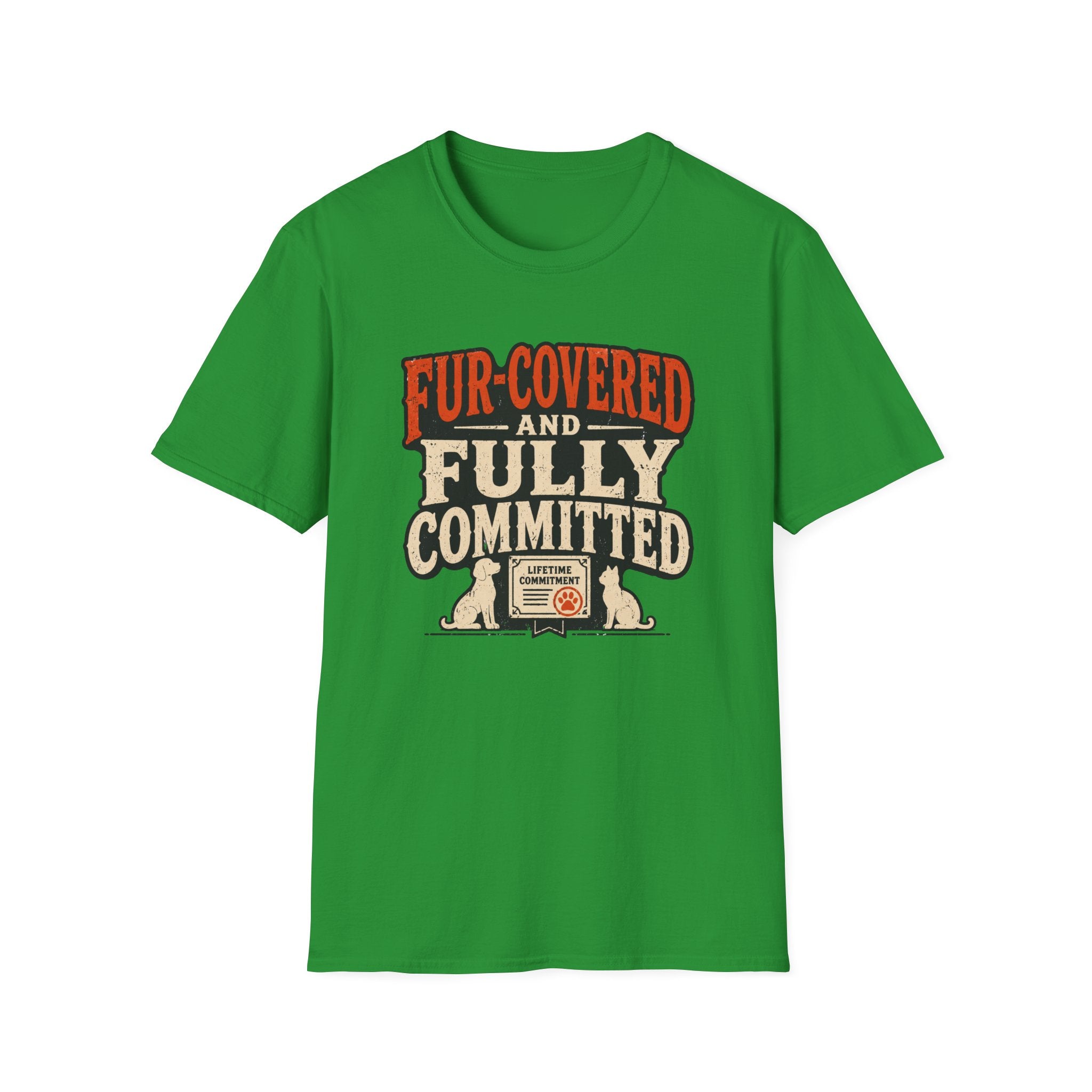 T-Shirt — "Fur-Covered and Fully Committed" Vintage Dog & Cat Lover Tee