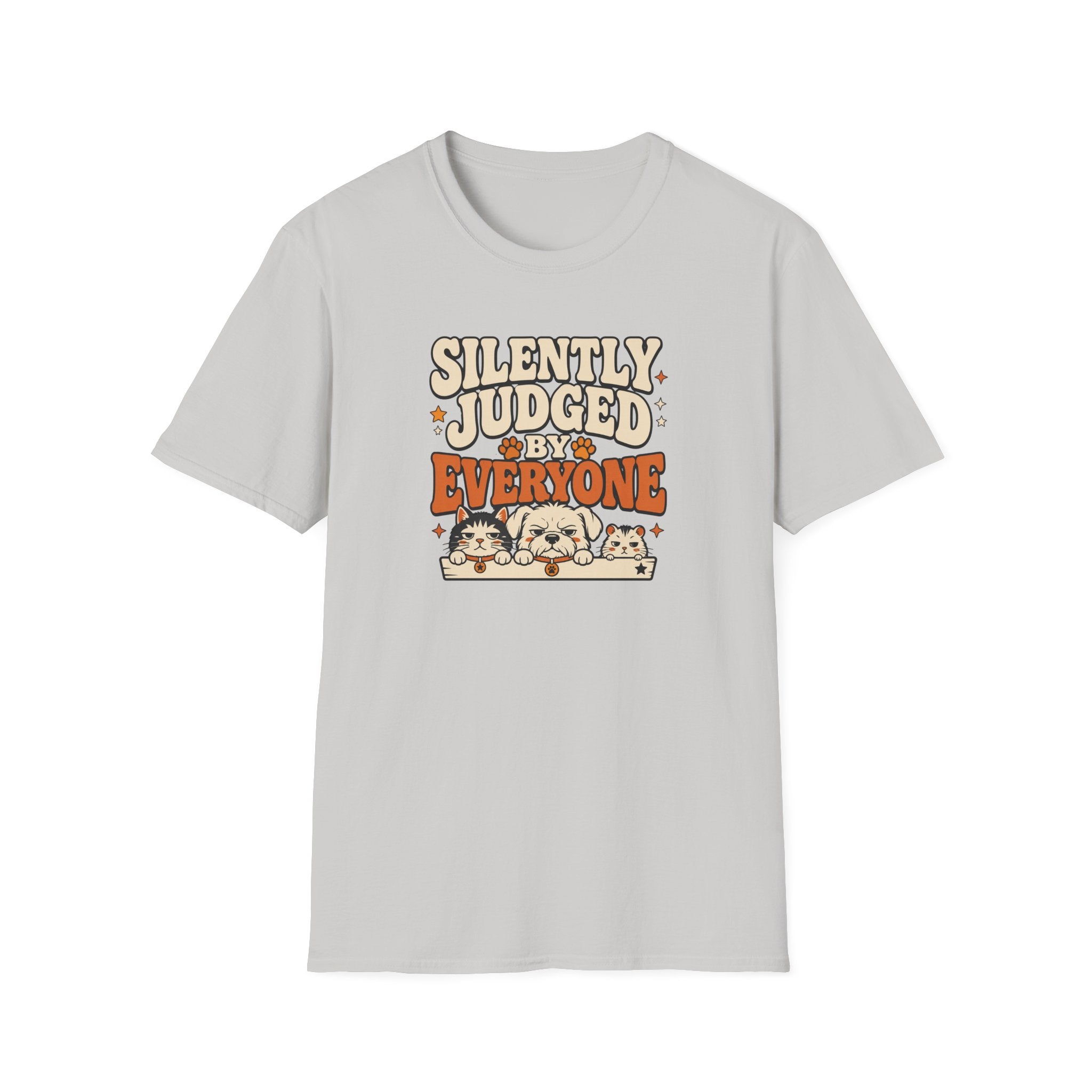 "Silently Judged by Everyone" Retro Graphic Tee (Cute Pets)