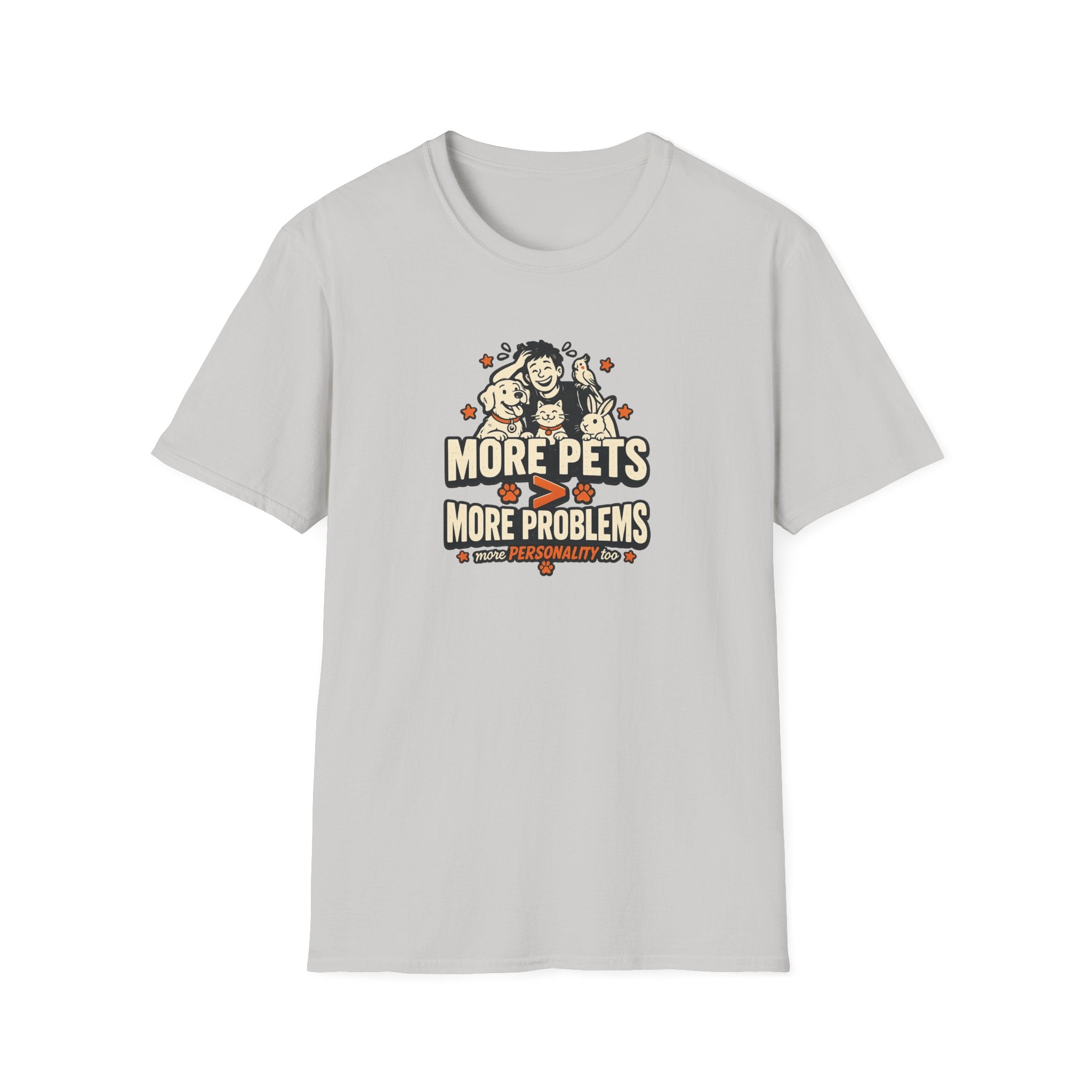 "More Pets > More Problems" Cute Retro Pet Lover Tee