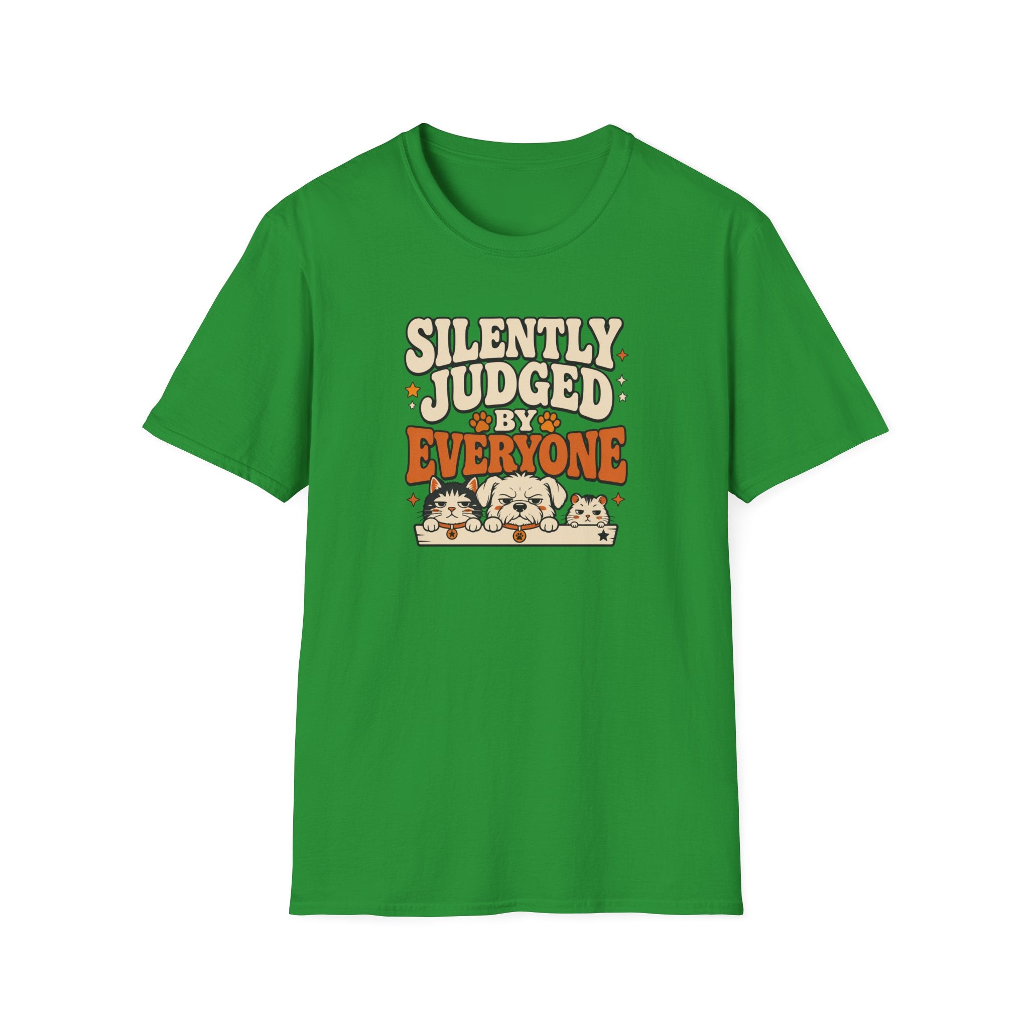 "Silently Judged by Everyone" Retro Graphic Tee (Cute Pets)