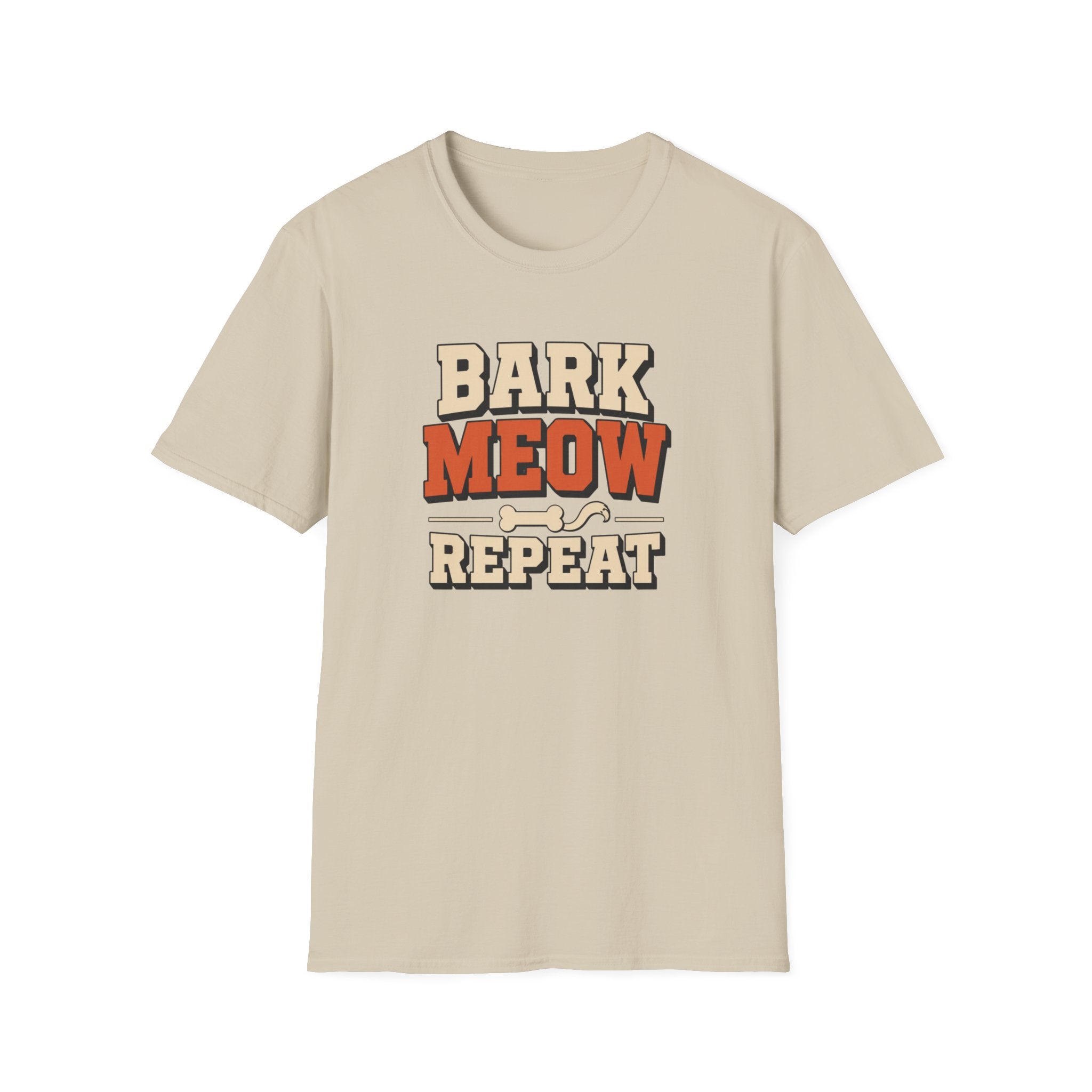 Bark Meow Repeat T-Shirt — Funny Pet Lover Tee for Dog & Cat Owners