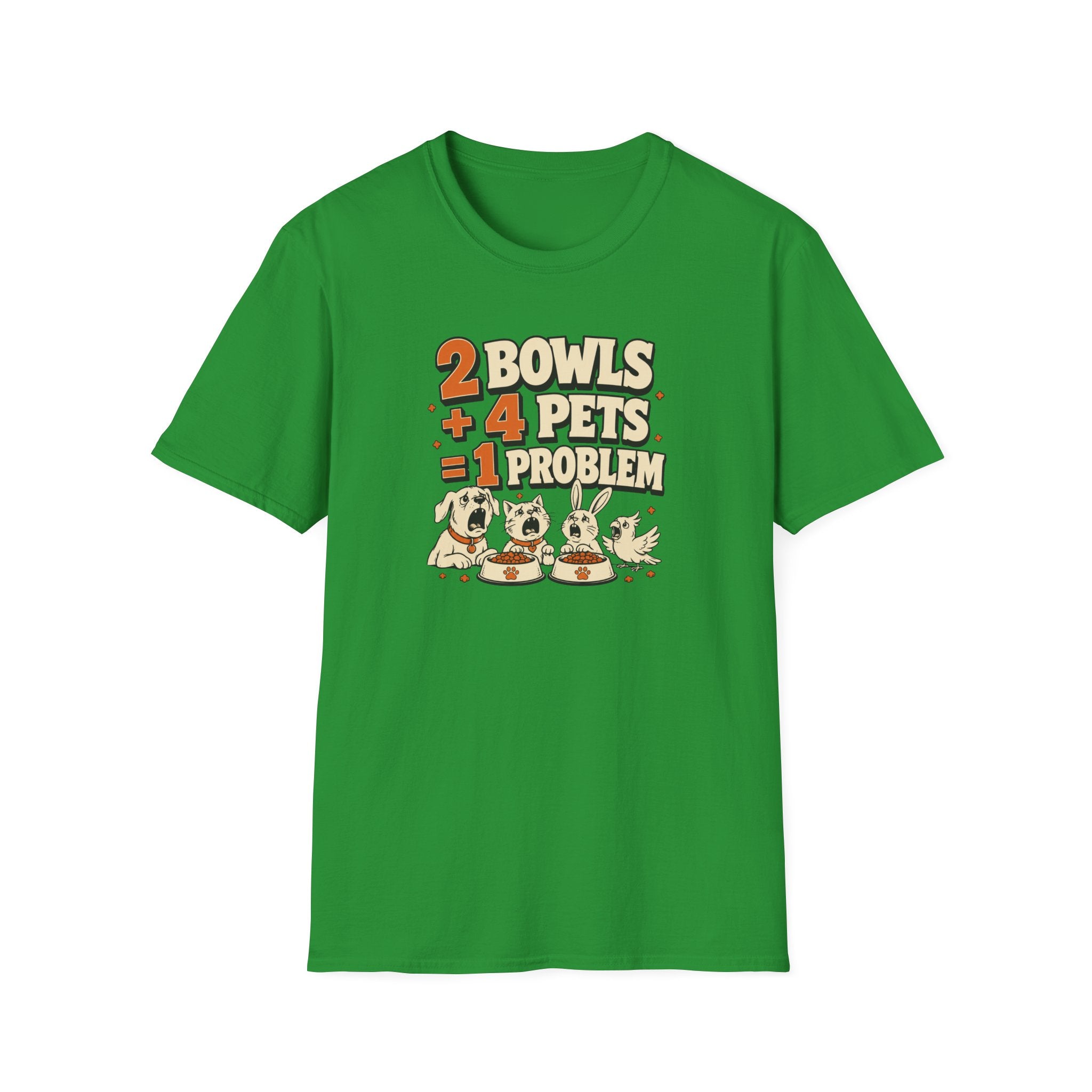"2 Bowls + 4 Pets = 1 Problem" Funny Pet Lover Tee