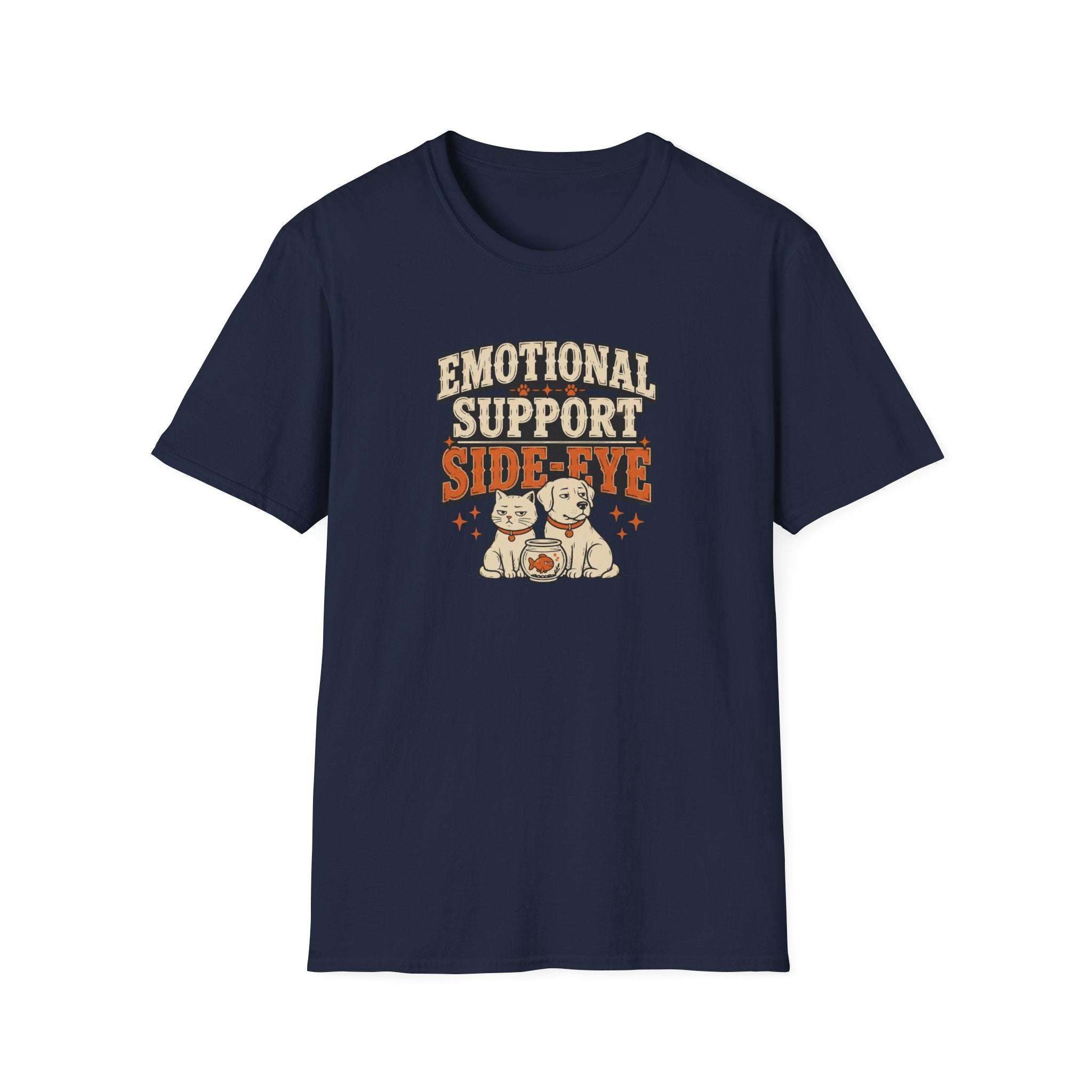 "Emotional Support Side-Eye" Retro Dog & Cat Graphic