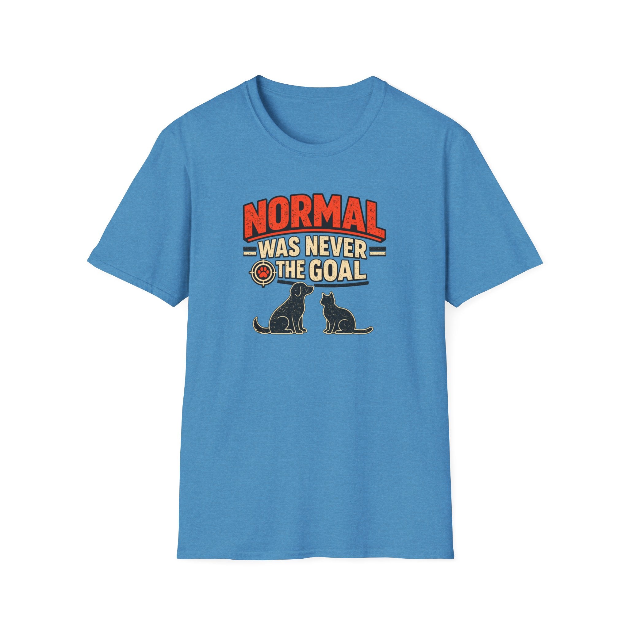 Normal Was Never The Goal T-Shirt — Funny Cat & Dog Retro Statement Tee