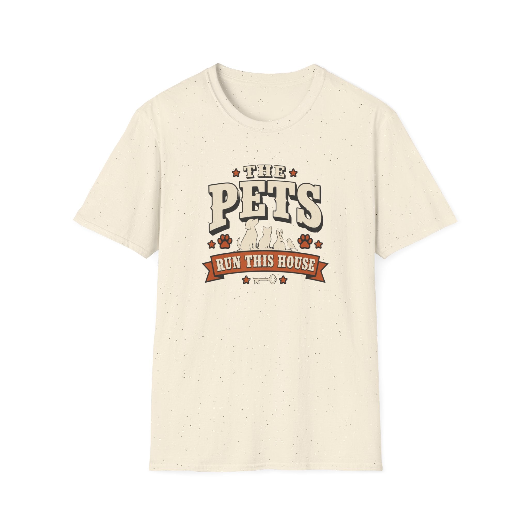 Pet Lover T‑Shirt — "The Pets Run This House" Retro Graphic