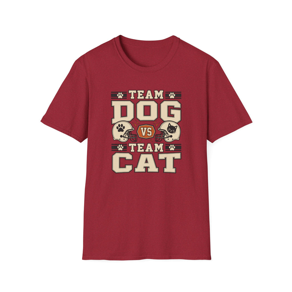 Team Dog vs Team Cat Football T-Shirt — Pet Lover Rivalry Tee