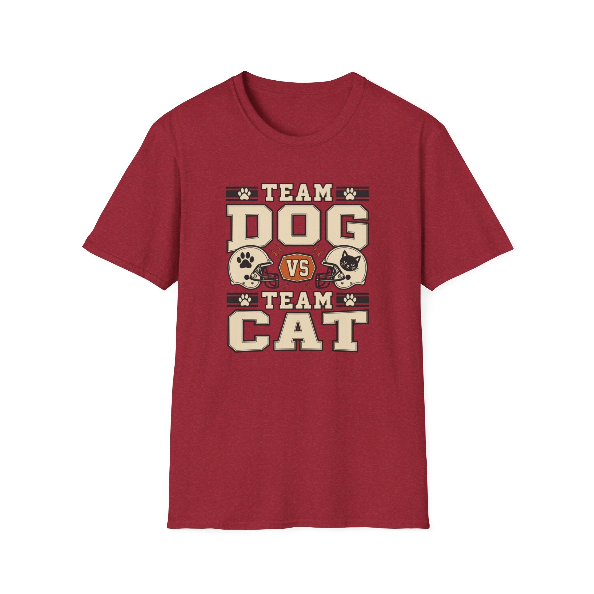 Team Dog vs Team Cat Football T-Shirt — Pet Lover Rivalry Tee