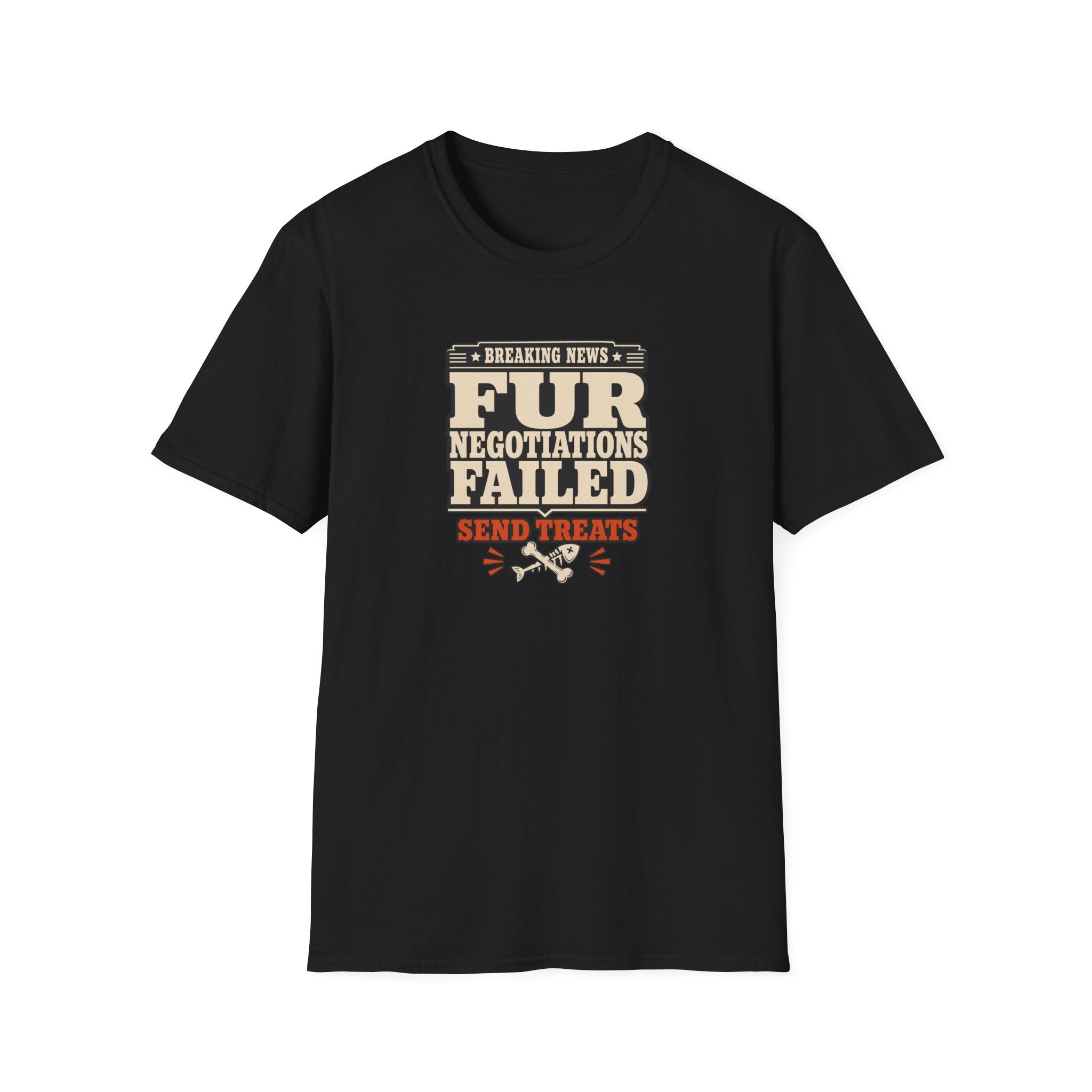 "Breaking News: Fur Negotiations Failed — Send Treats" Funny Pet Lover Tee