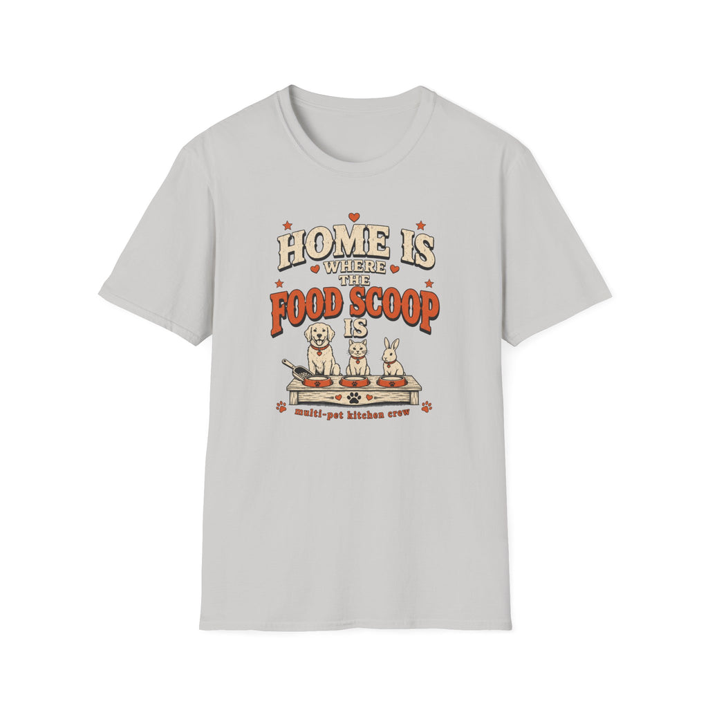 "Home Is Where the Food Scoop Is" Vintage Pet Lover Tee