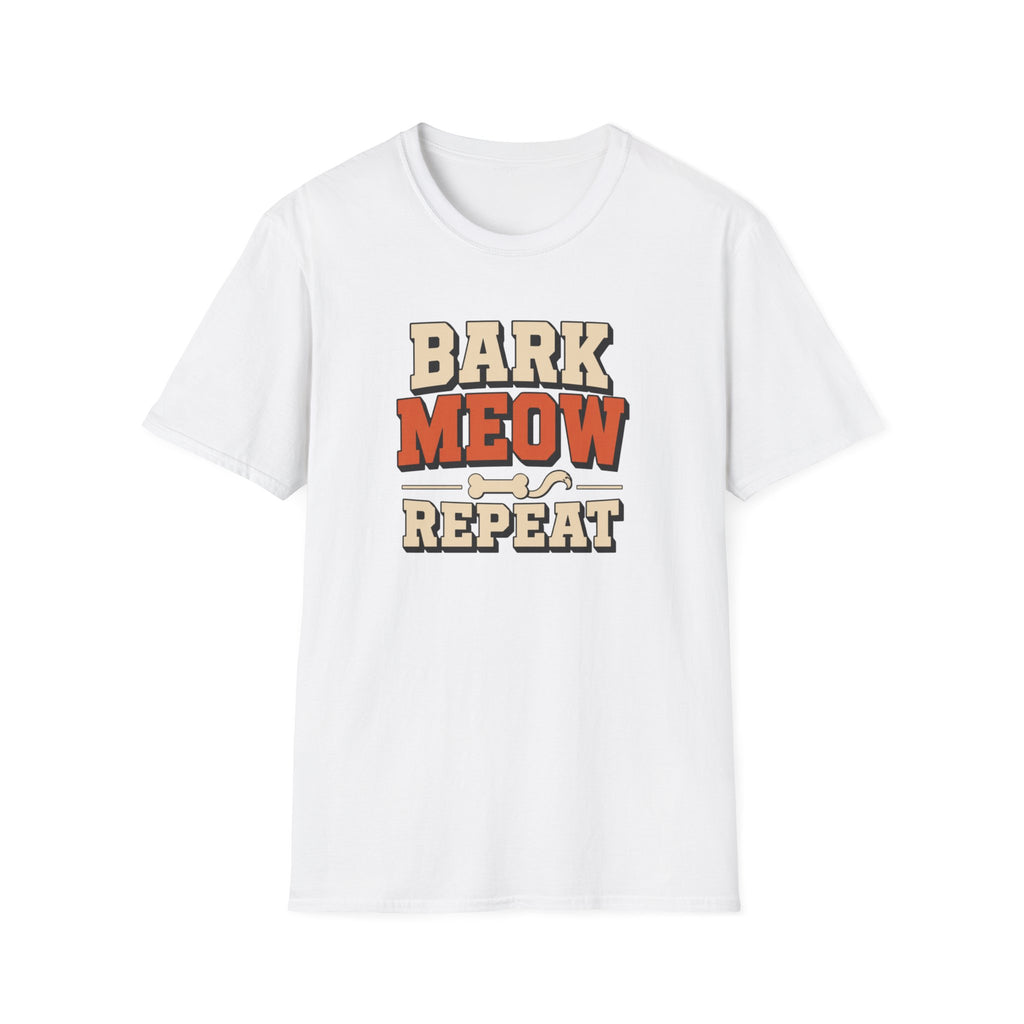 Bark Meow Repeat T-Shirt — Funny Pet Lover Tee for Dog & Cat Owners