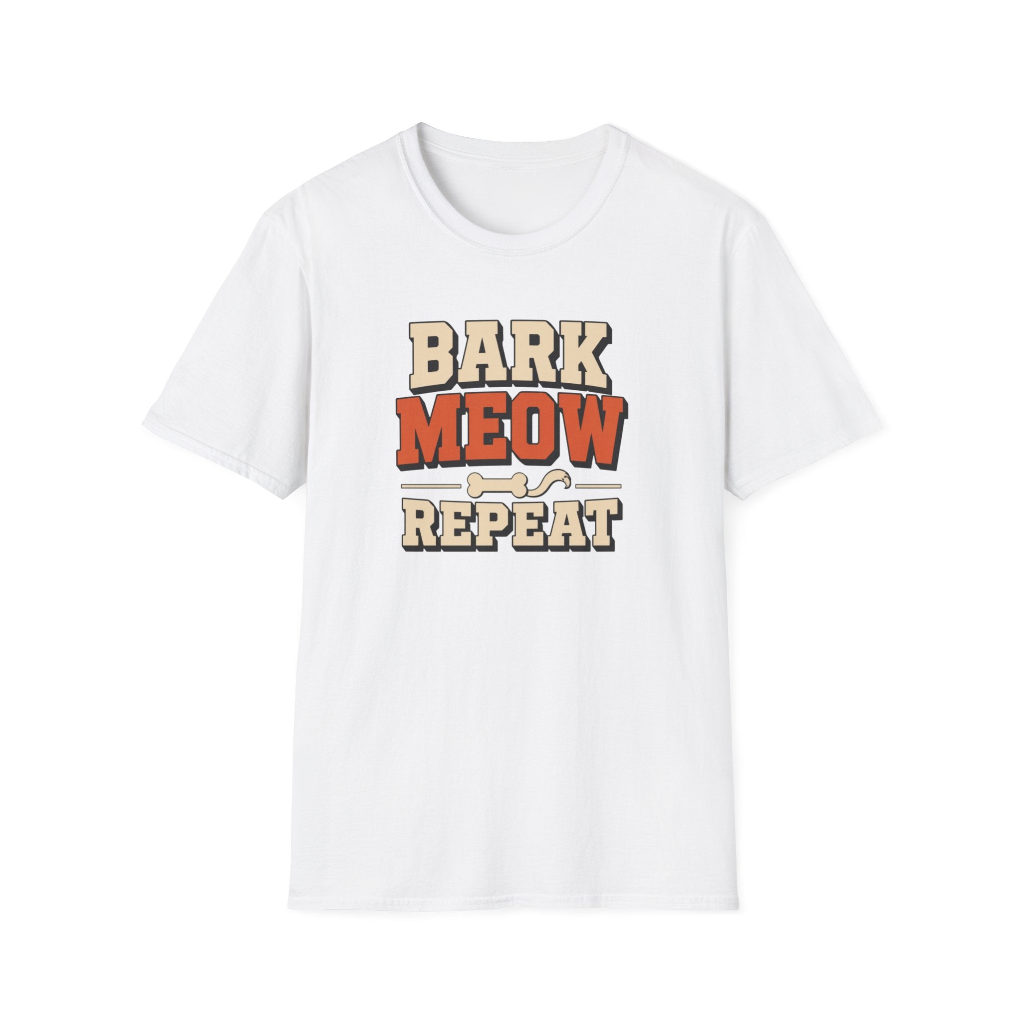 Bark Meow Repeat T-Shirt — Funny Pet Lover Tee for Dog & Cat Owners