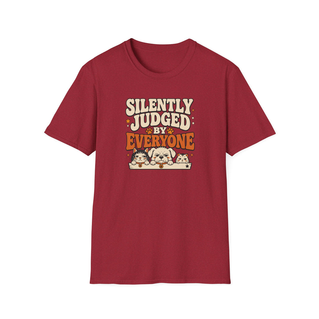 "Silently Judged by Everyone" Retro Graphic Tee (Cute Pets)