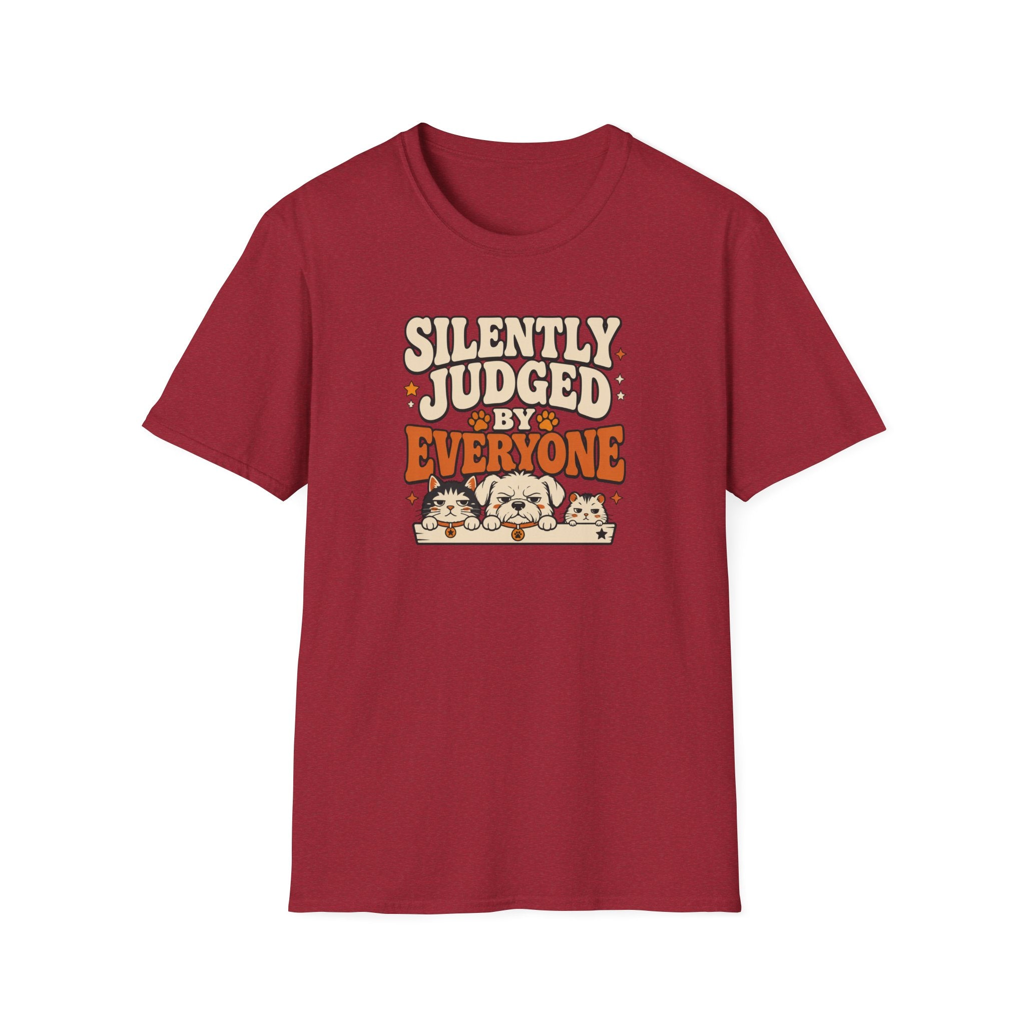 "Silently Judged by Everyone" Retro Graphic Tee (Cute Pets)