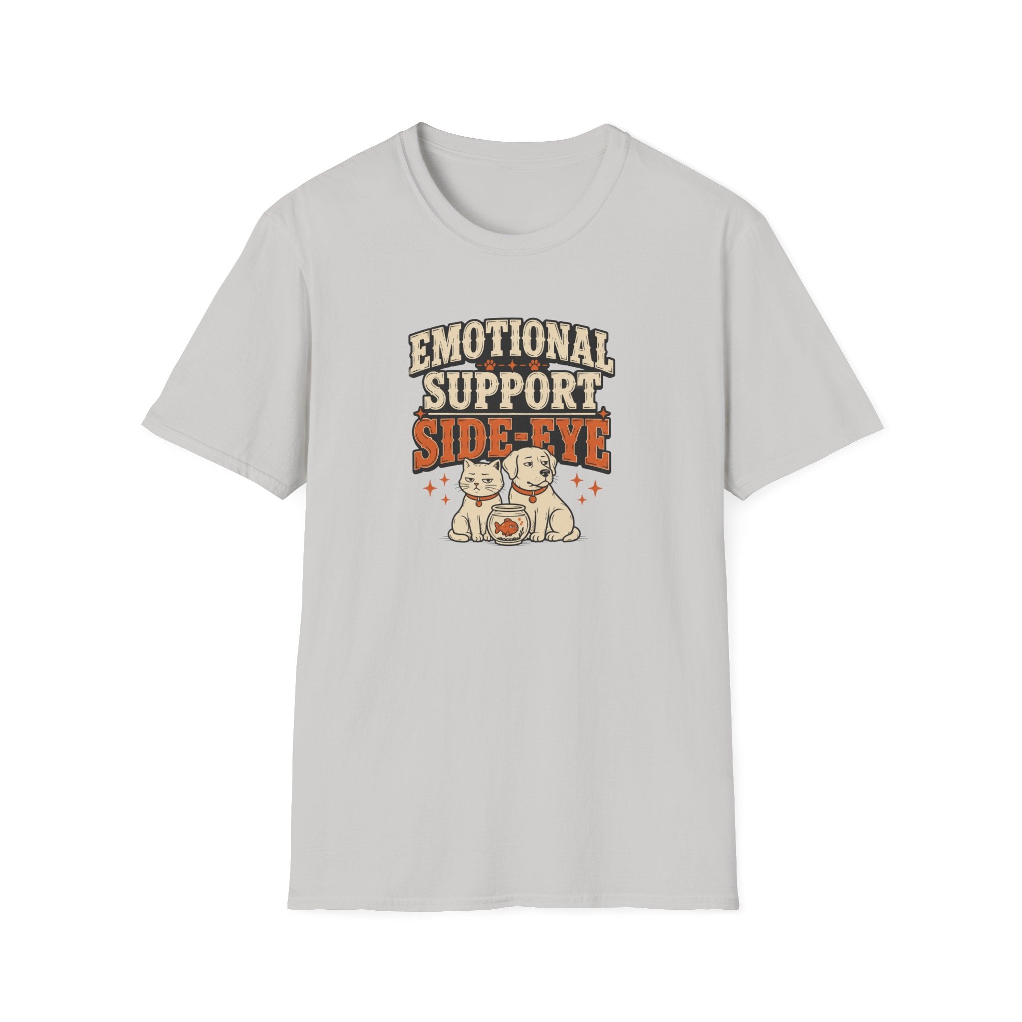 "Emotional Support Side-Eye" Retro Dog & Cat Graphic