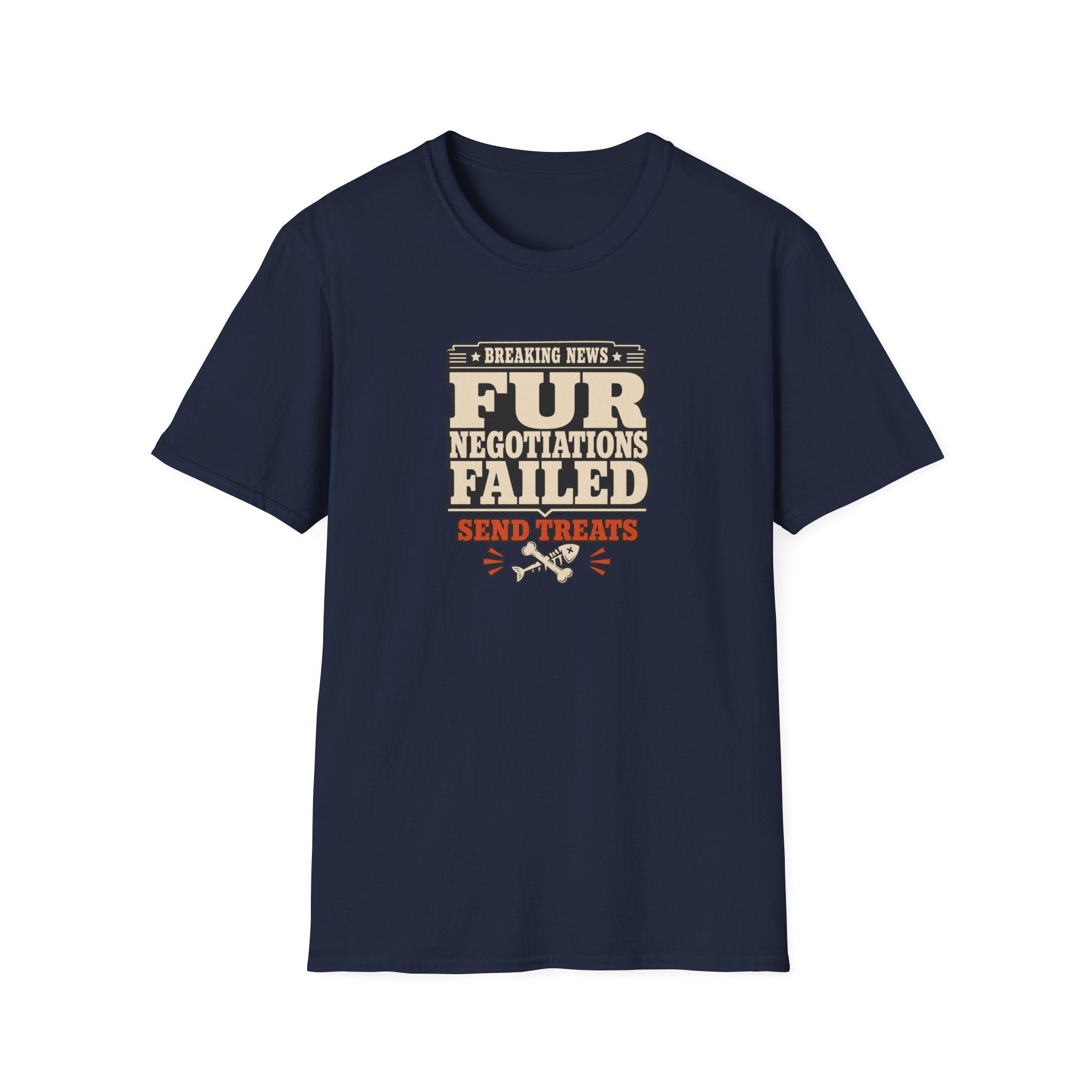 "Breaking News: Fur Negotiations Failed — Send Treats" Funny Pet Lover Tee