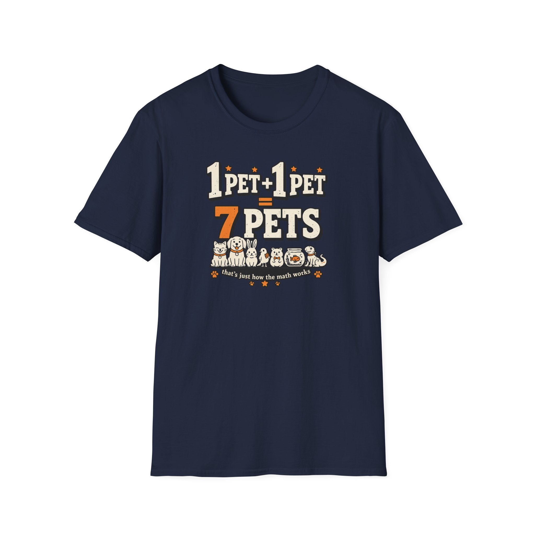 “1 Pet + 1 Pet = 7 Pets” Cute Pet Lover Tee