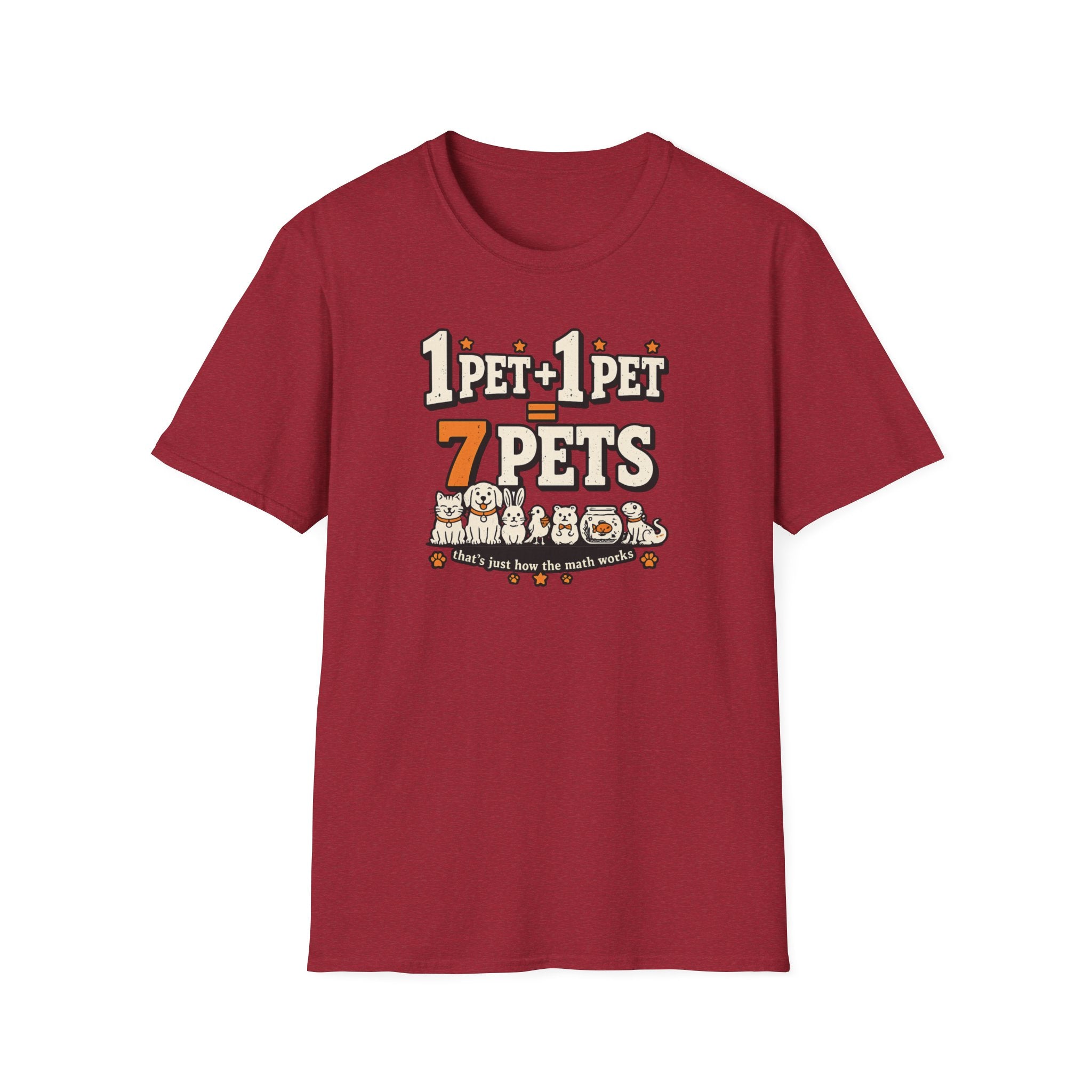 “1 Pet + 1 Pet = 7 Pets” Cute Pet Lover Tee