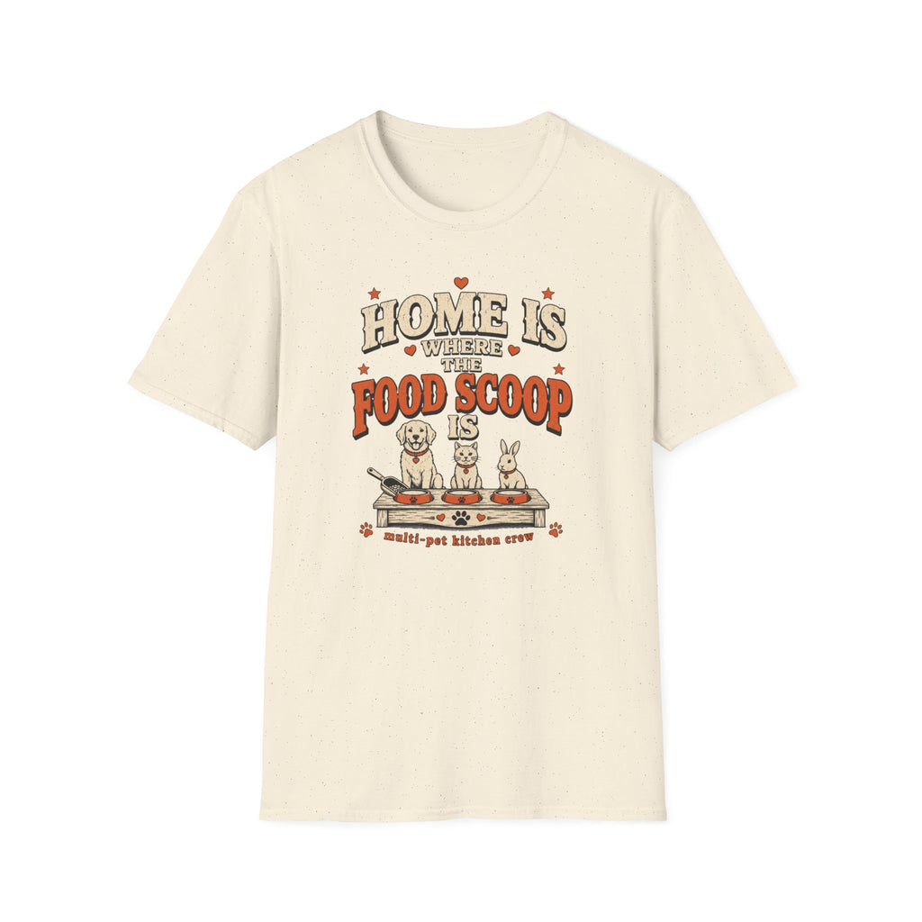 "Home Is Where the Food Scoop Is" Vintage Pet Lover Tee