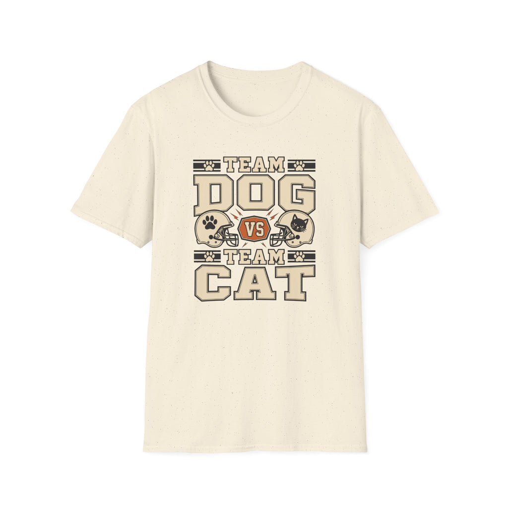 Team Dog vs Team Cat Football T-Shirt — Pet Lover Rivalry Tee