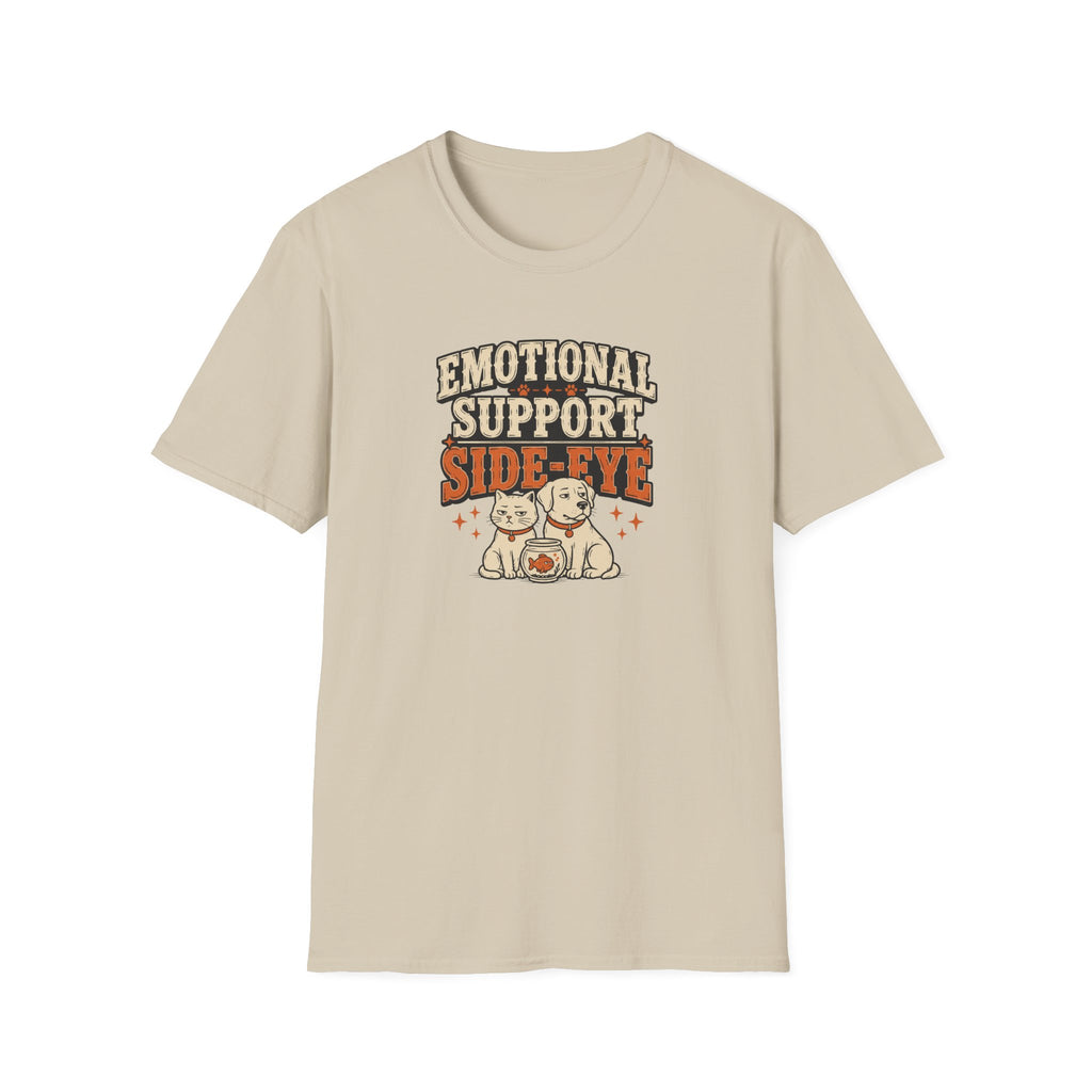 "Emotional Support Side-Eye" Retro Dog & Cat Graphic