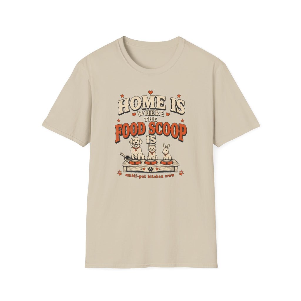 "Home Is Where the Food Scoop Is" Vintage Pet Lover Tee