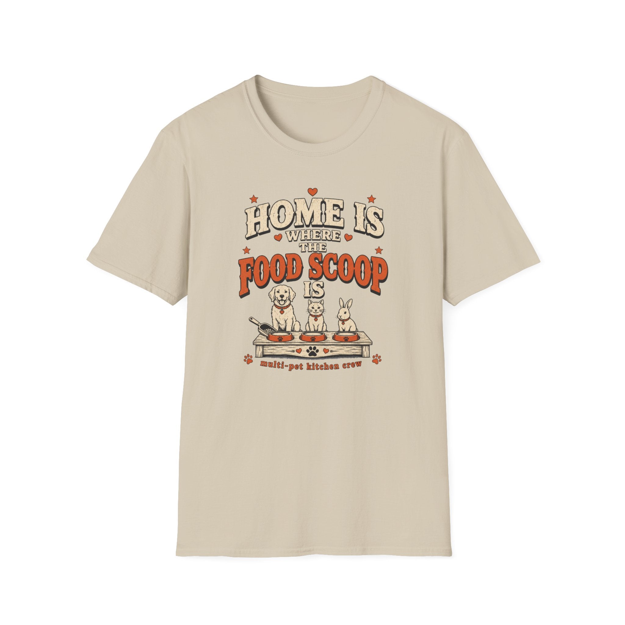 "Home Is Where the Food Scoop Is" Vintage Pet Lover Tee
