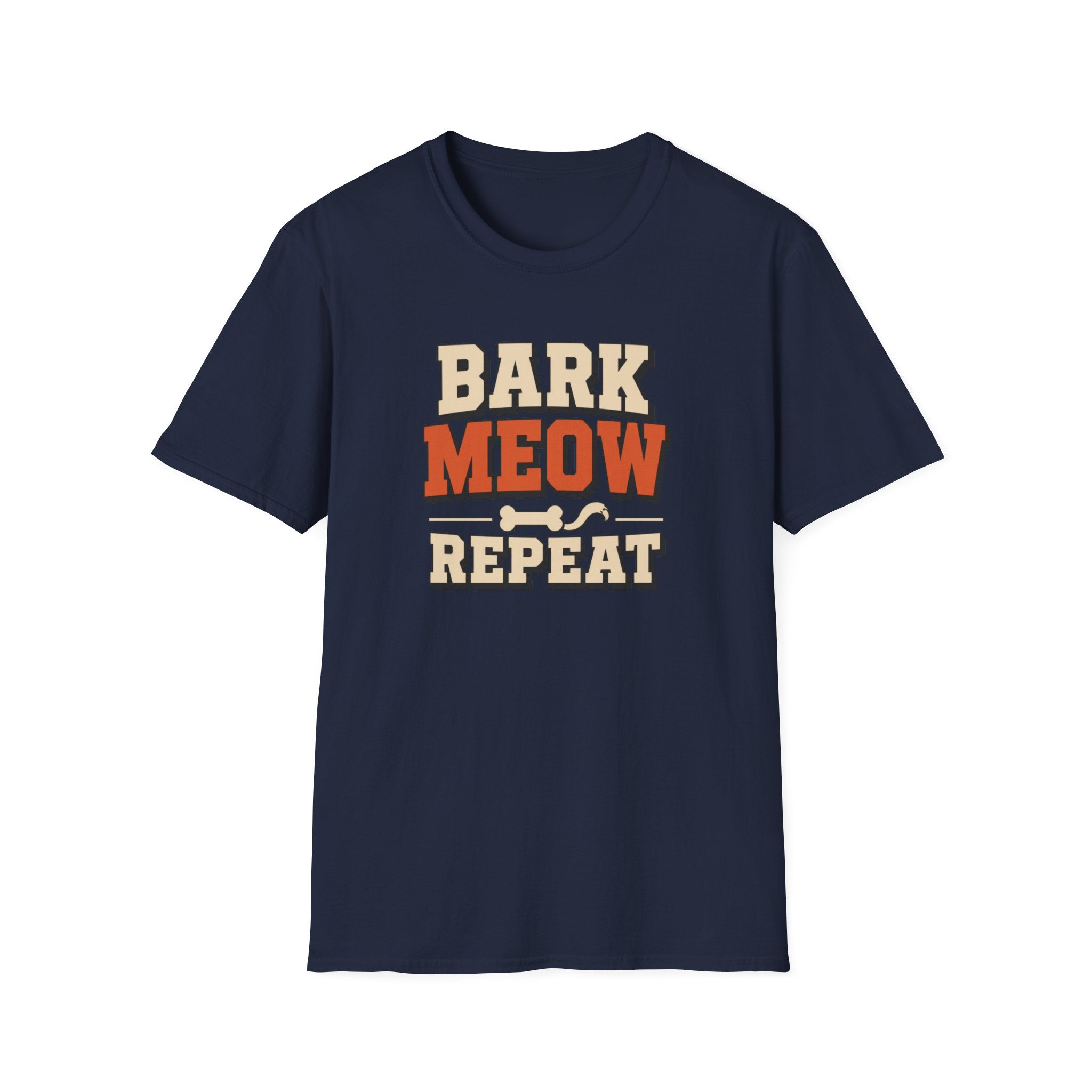 Bark Meow Repeat T-Shirt — Funny Pet Lover Tee for Dog & Cat Owners