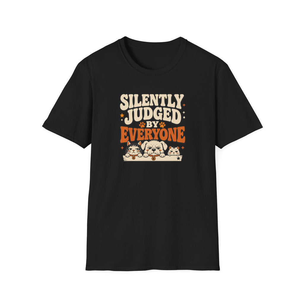 "Silently Judged by Everyone" Retro Graphic Tee (Cute Pets)