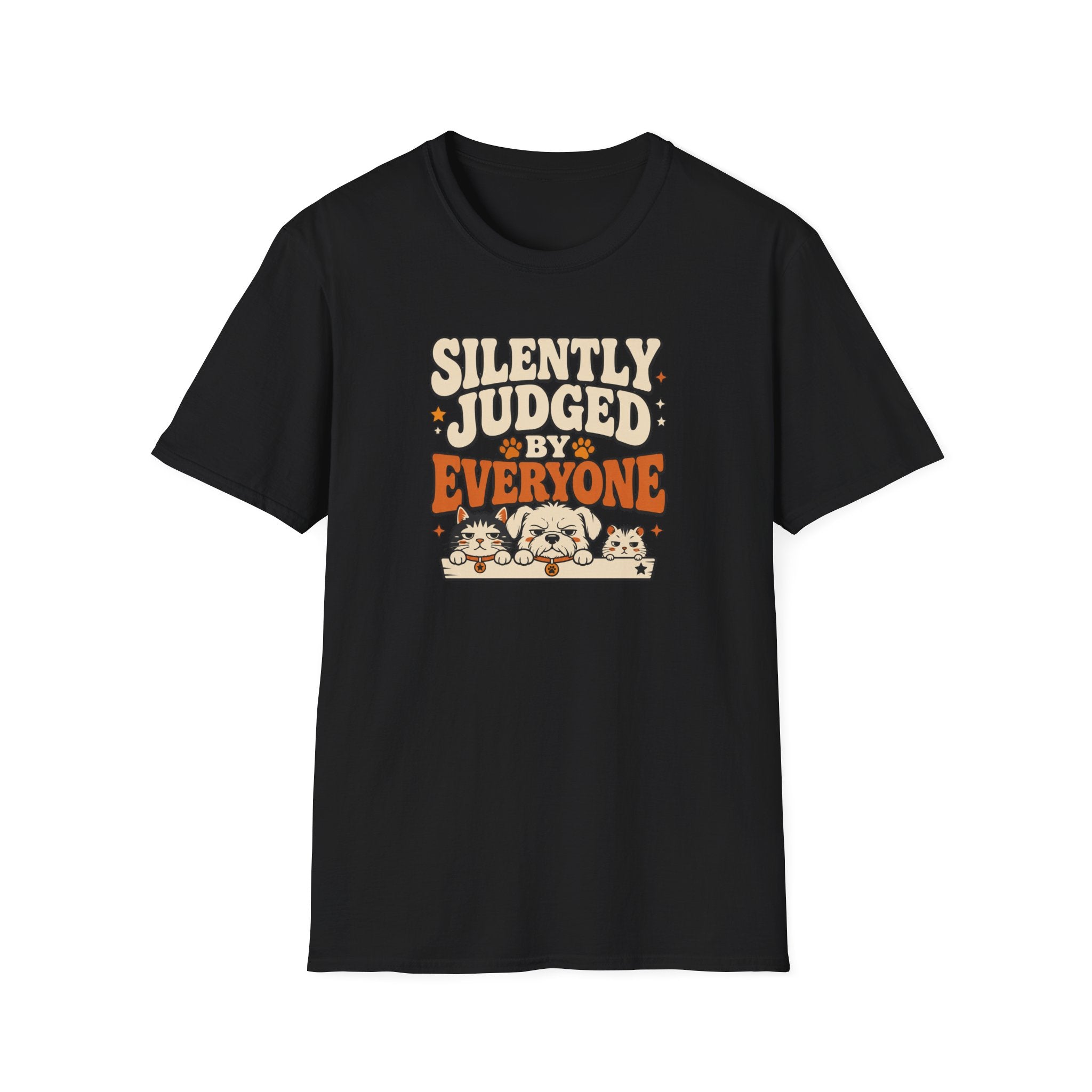 "Silently Judged by Everyone" Retro Graphic Tee (Cute Pets)
