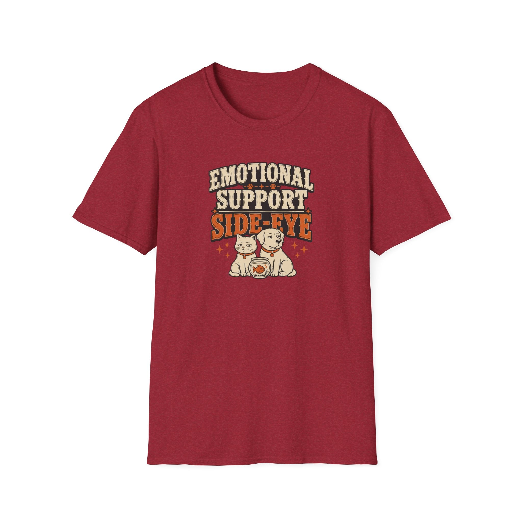 "Emotional Support Side-Eye" Retro Dog & Cat Graphic