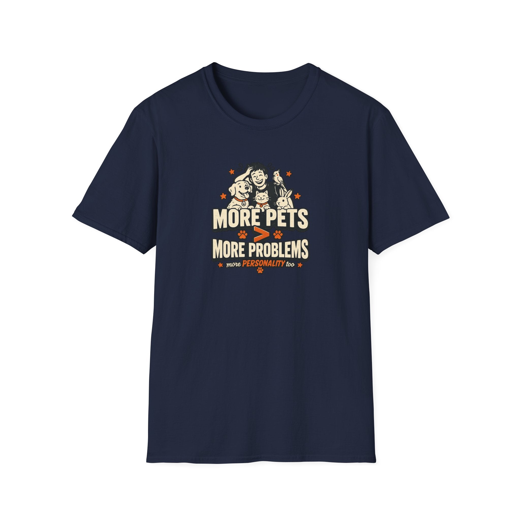 "More Pets > More Problems" Cute Retro Pet Lover Tee