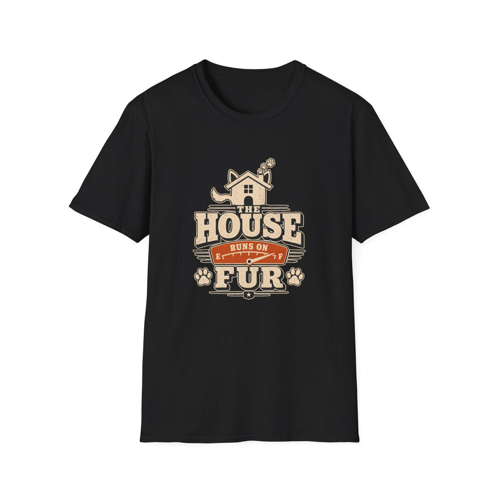 Pet Lover T‑Shirt — "The House Runs on Fur" Cozy Rescue & Dog Mom Tee