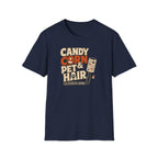Candy Corn & Pet Hair T-Shirt — Funny Halloween Cat & Dog Lover Tee