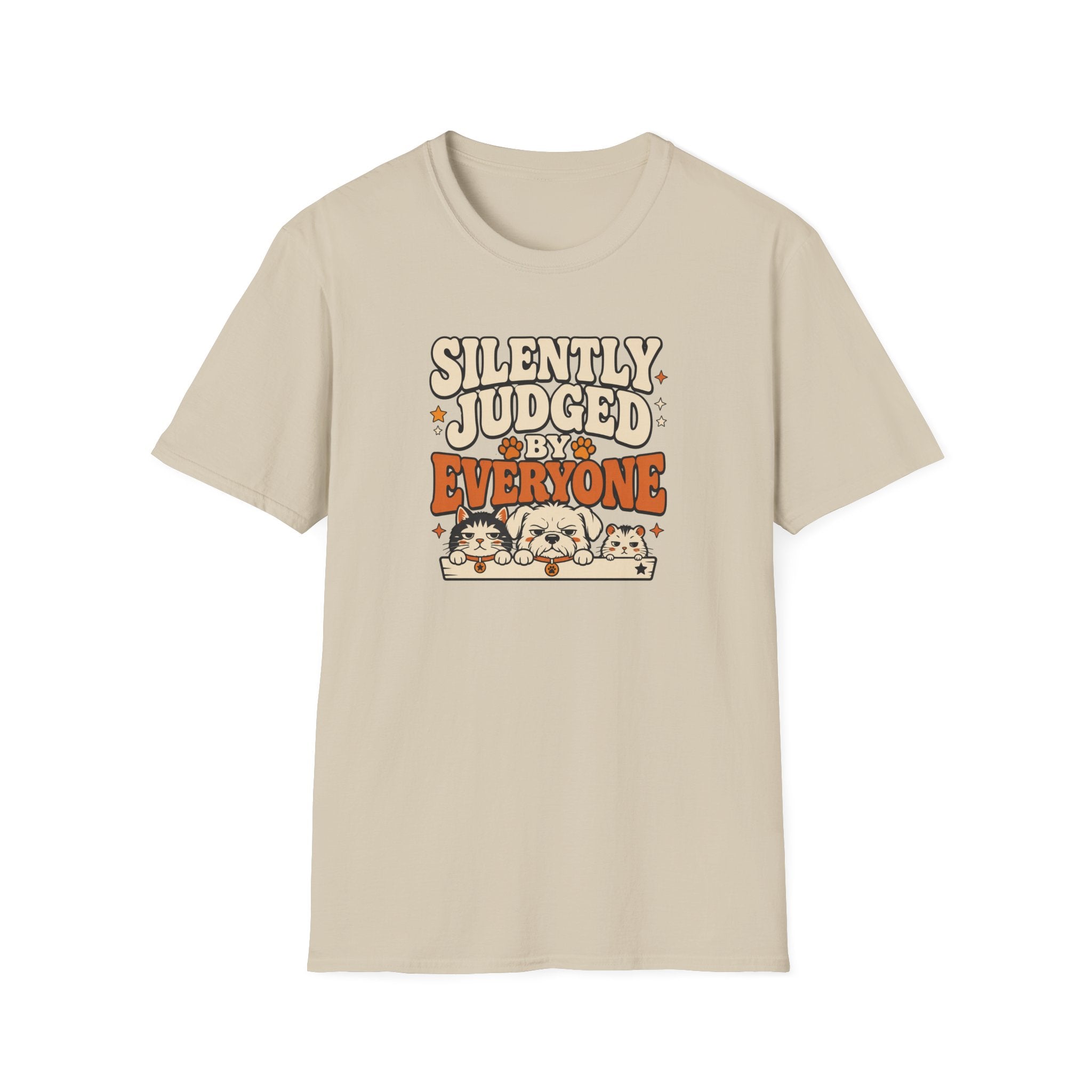 "Silently Judged by Everyone" Retro Graphic Tee (Cute Pets)