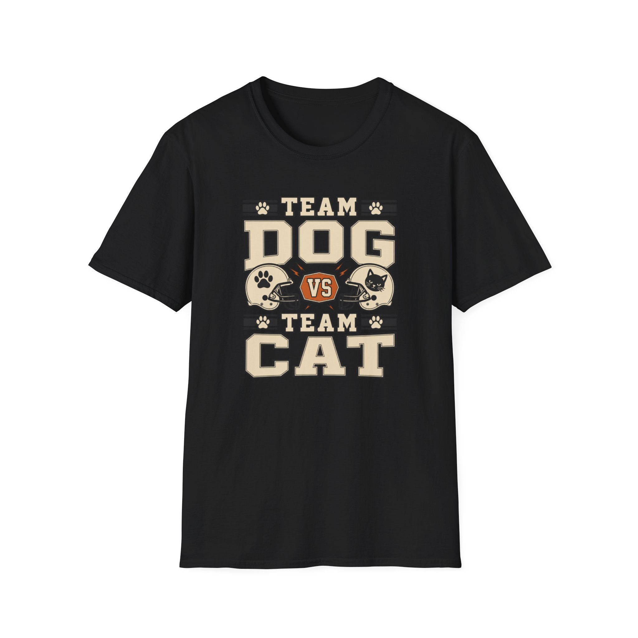 Team Dog vs Team Cat Football T-Shirt — Pet Lover Rivalry Tee