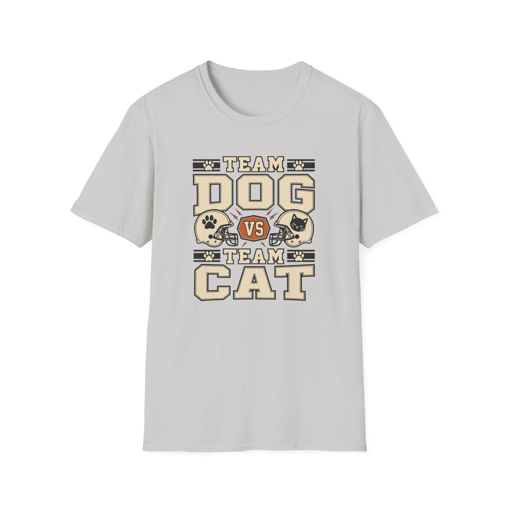 Team Dog vs Team Cat Football T-Shirt — Pet Lover Rivalry Tee