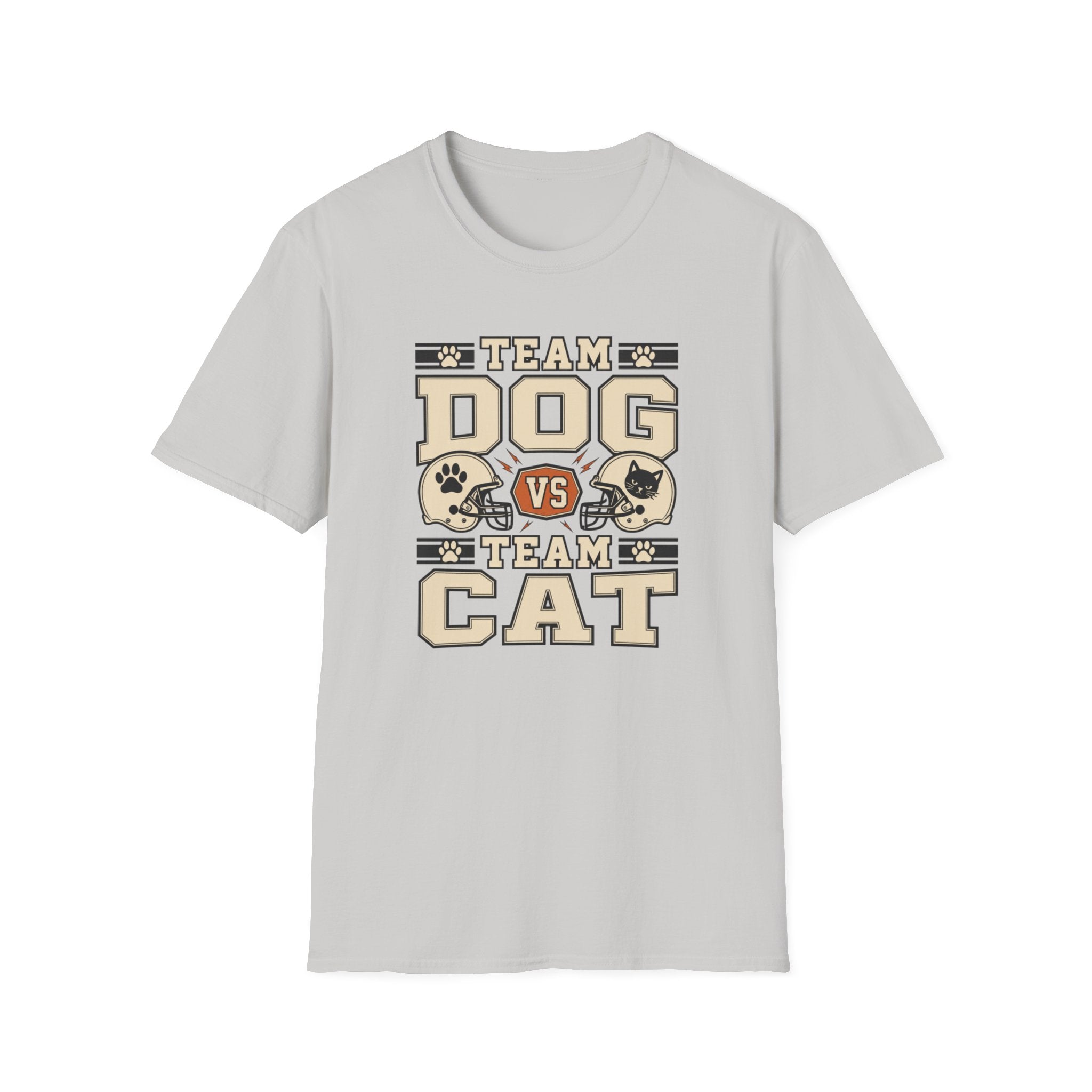 Team Dog vs Team Cat Football T-Shirt — Pet Lover Rivalry Tee
